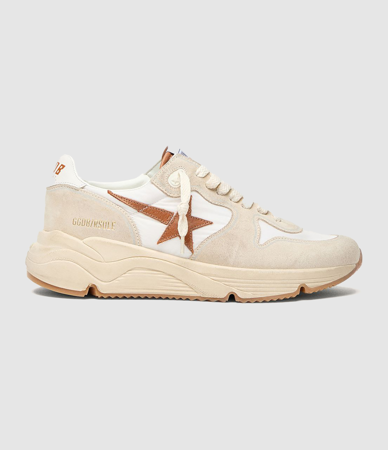 Running Trainers, White/Beige/Brown Soles
