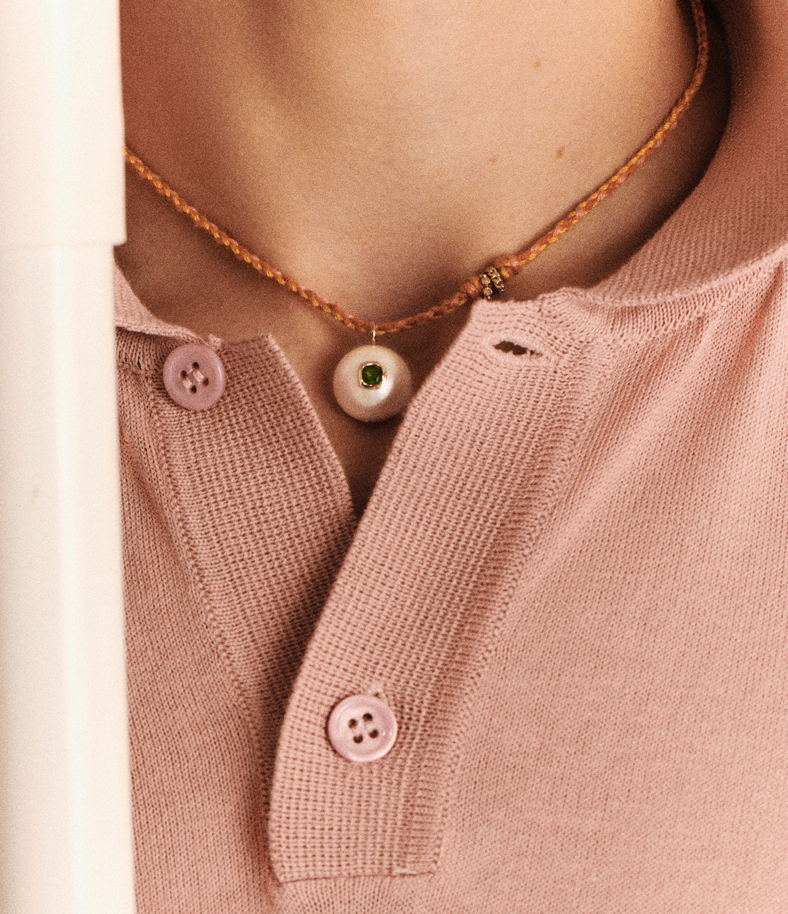 Eddie Cordon Necklace with Green Diopside