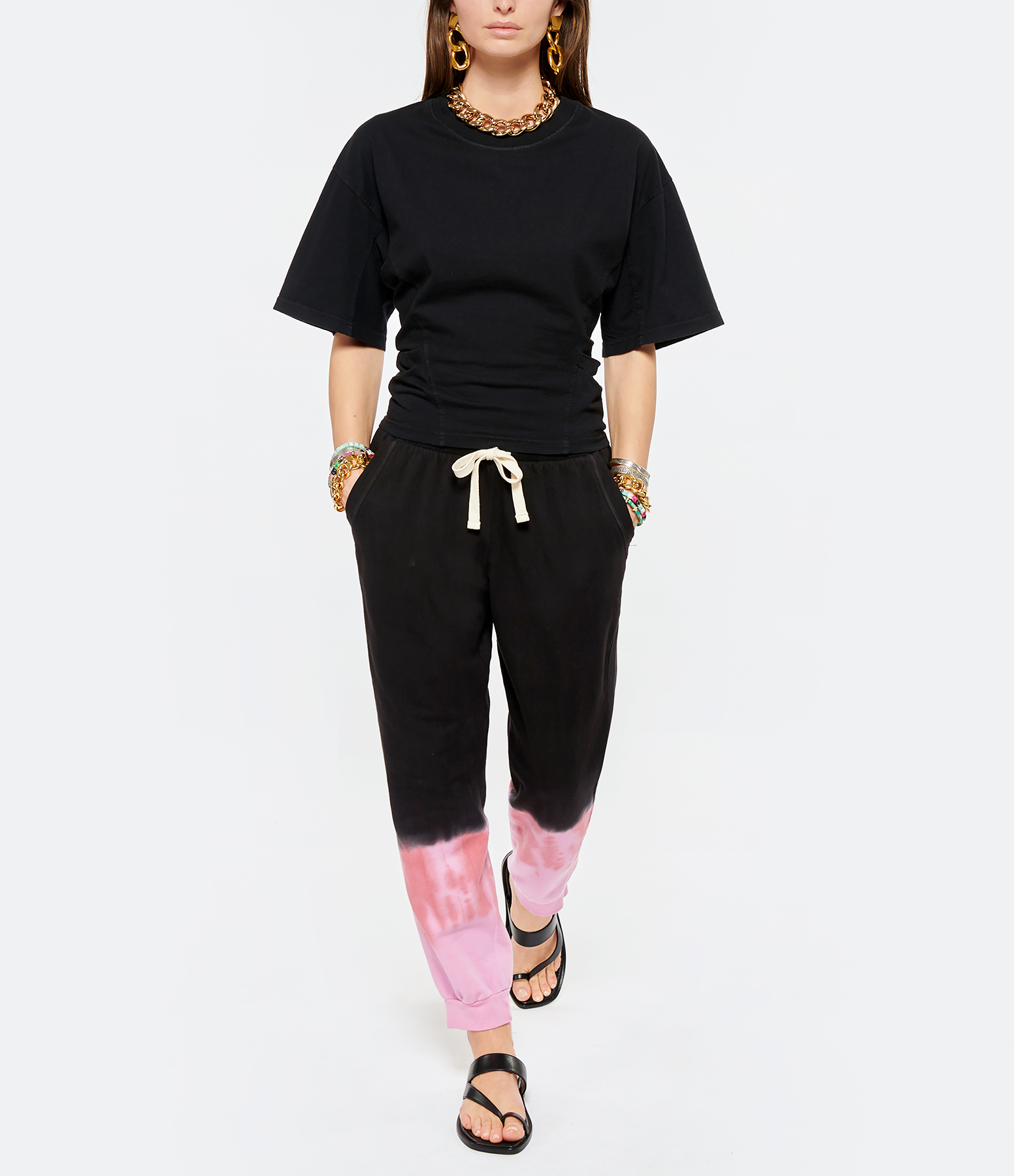 Abbot Harmony Tie-Dye Black and Pink Jogging Trousers