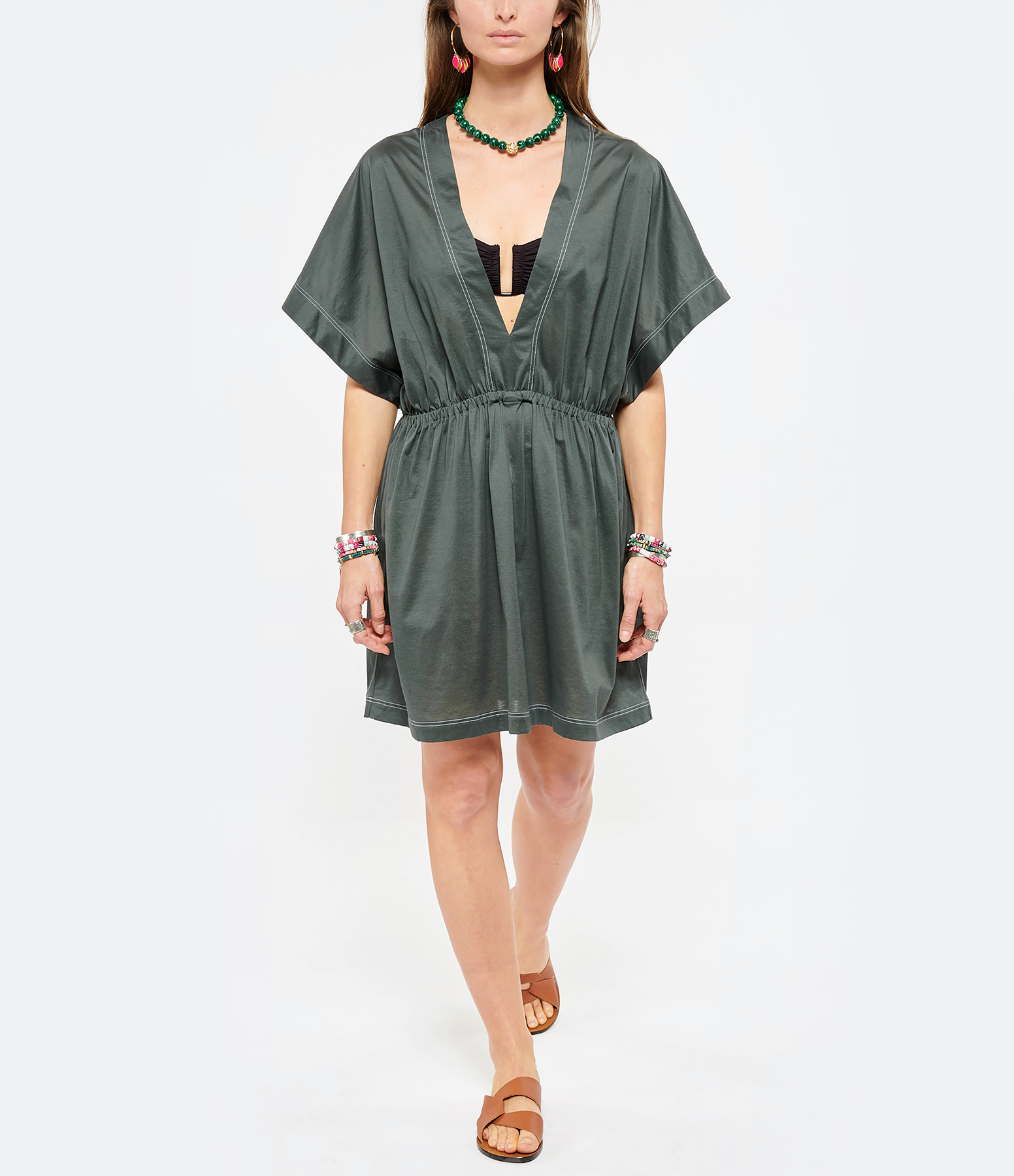 Charly Dress in Sage Cotton