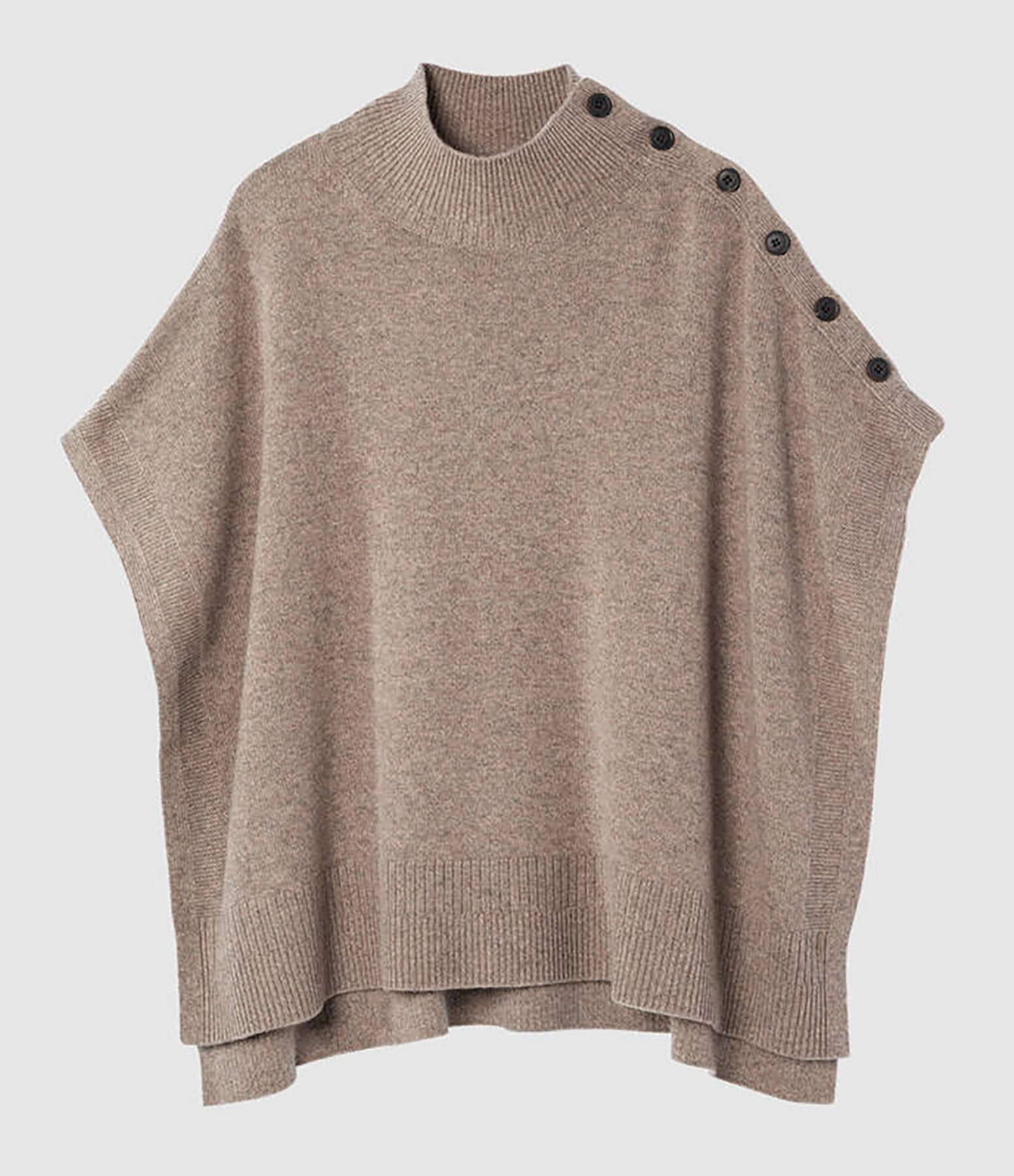 Millet Button-Up High-Neck Cashmere Poncho