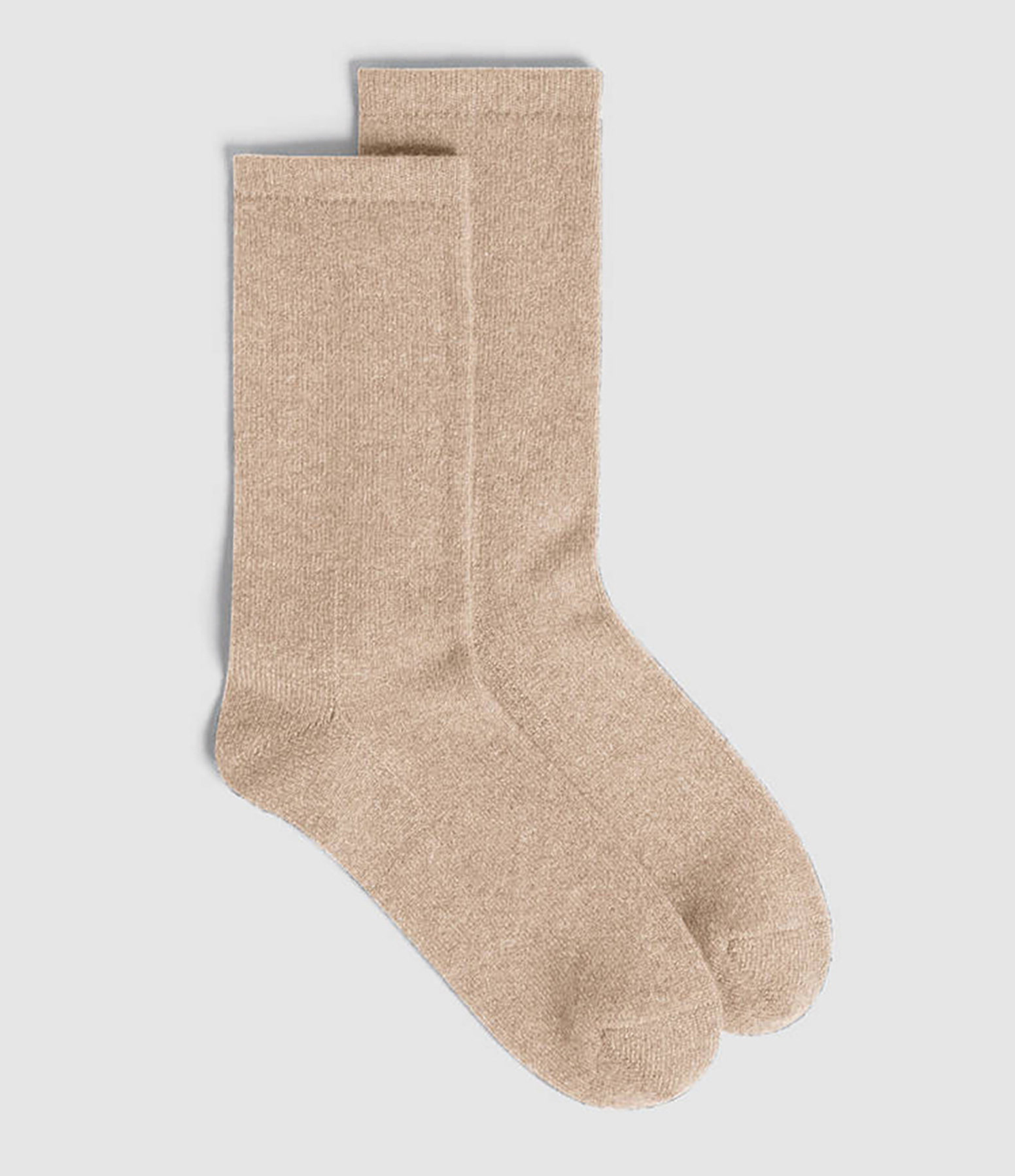 Plain Oat-Coloured Cashmere Ankle Socks