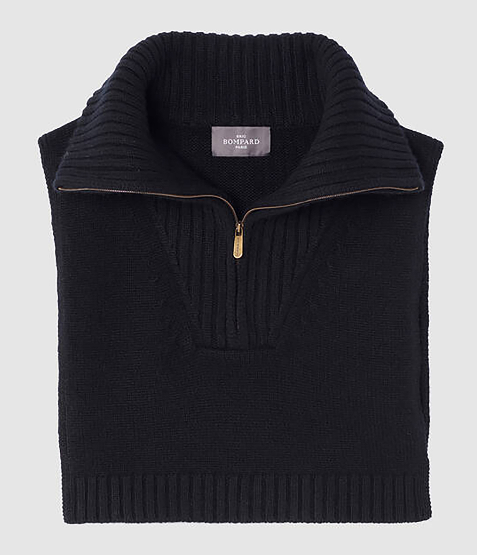 Black Cashmere Trucker-Style Collar Shirt
