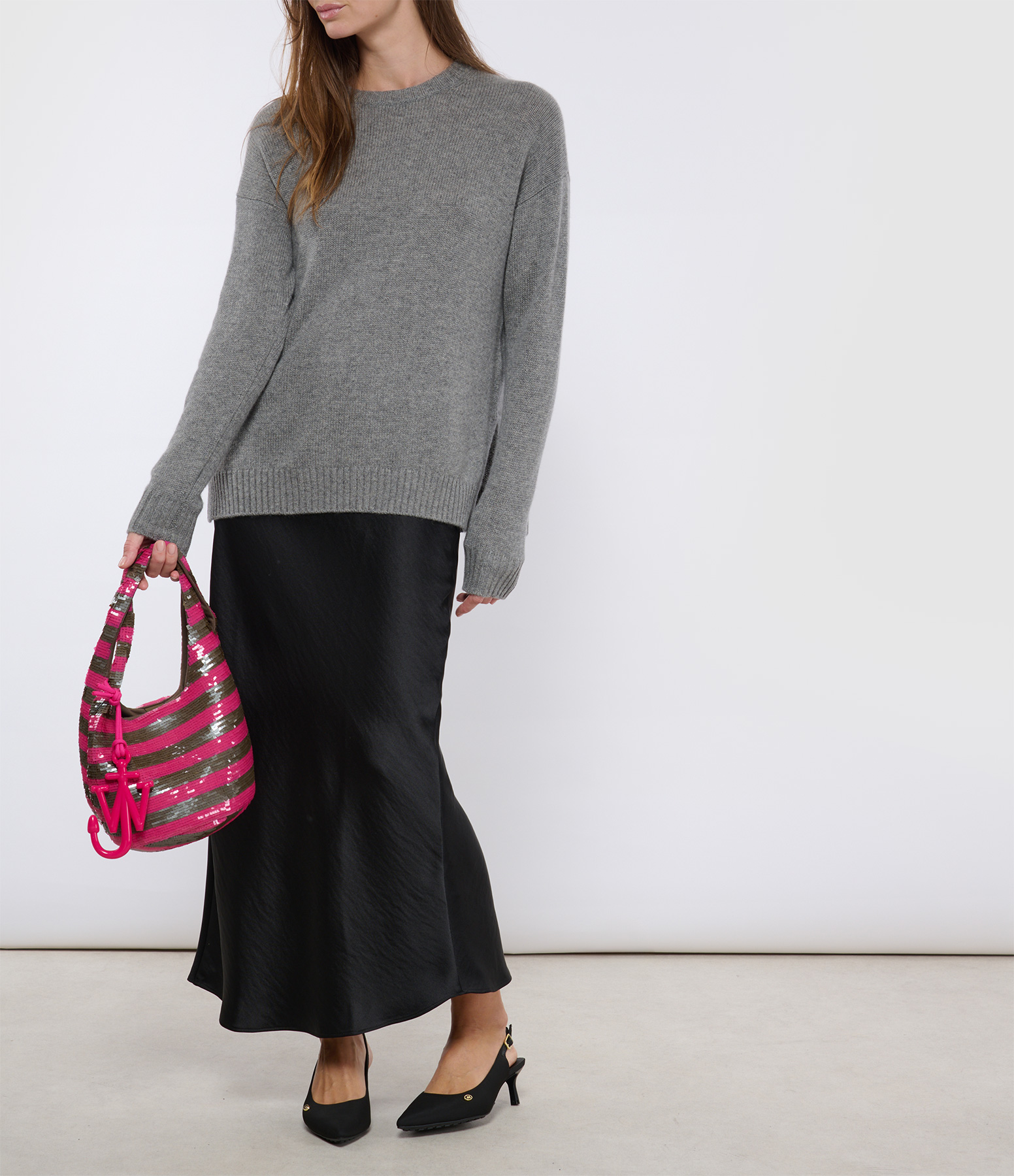 Meteorite Grey Cashmere Round-Neck Jumper