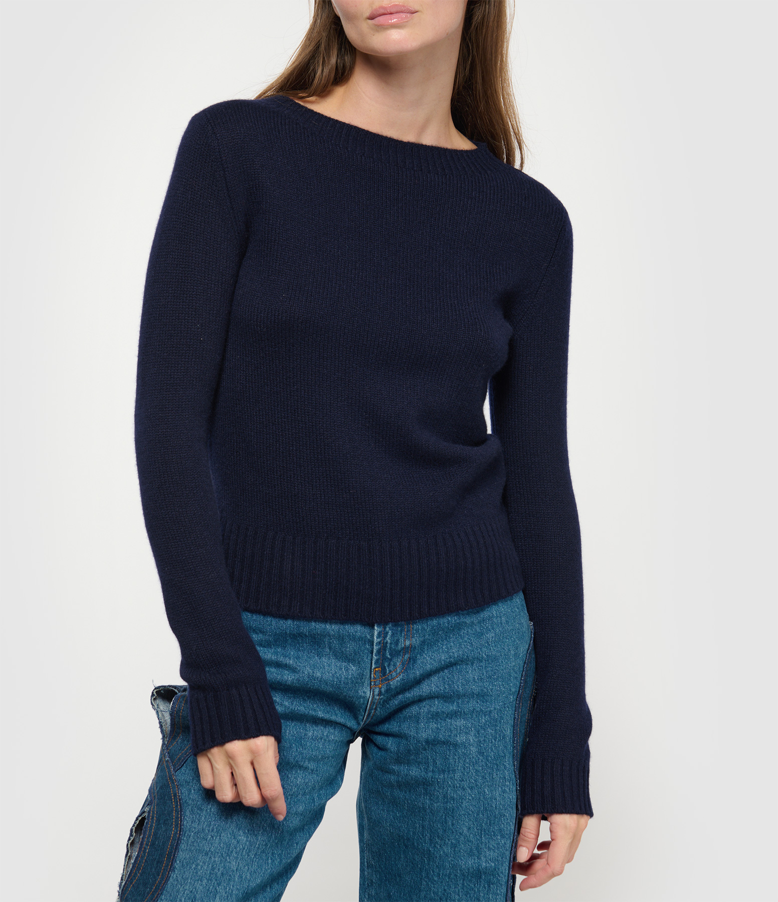 Navy 4-ply Cashmere Round-Neck Jumper