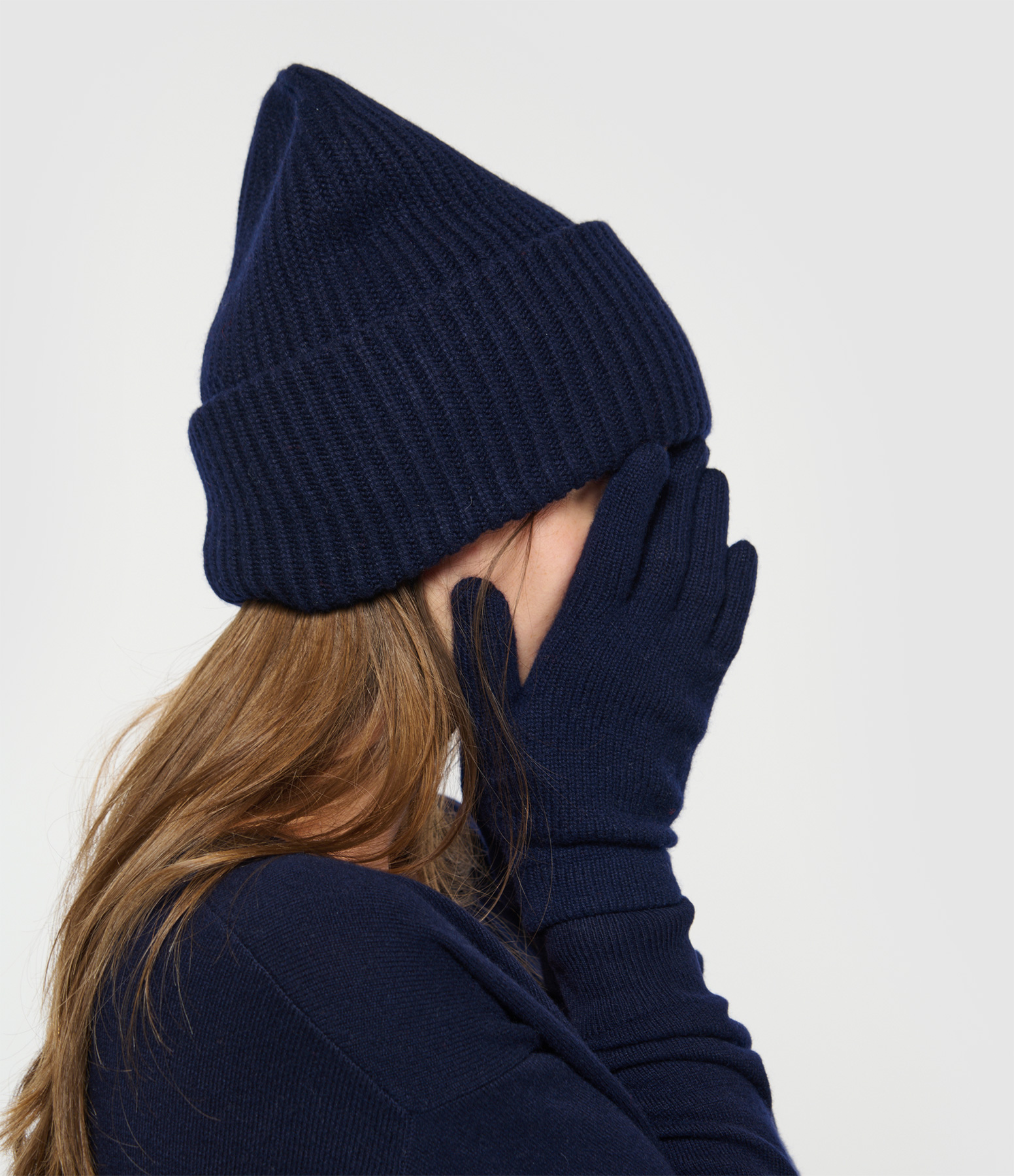 Women’s Navy Cashmere Gloves