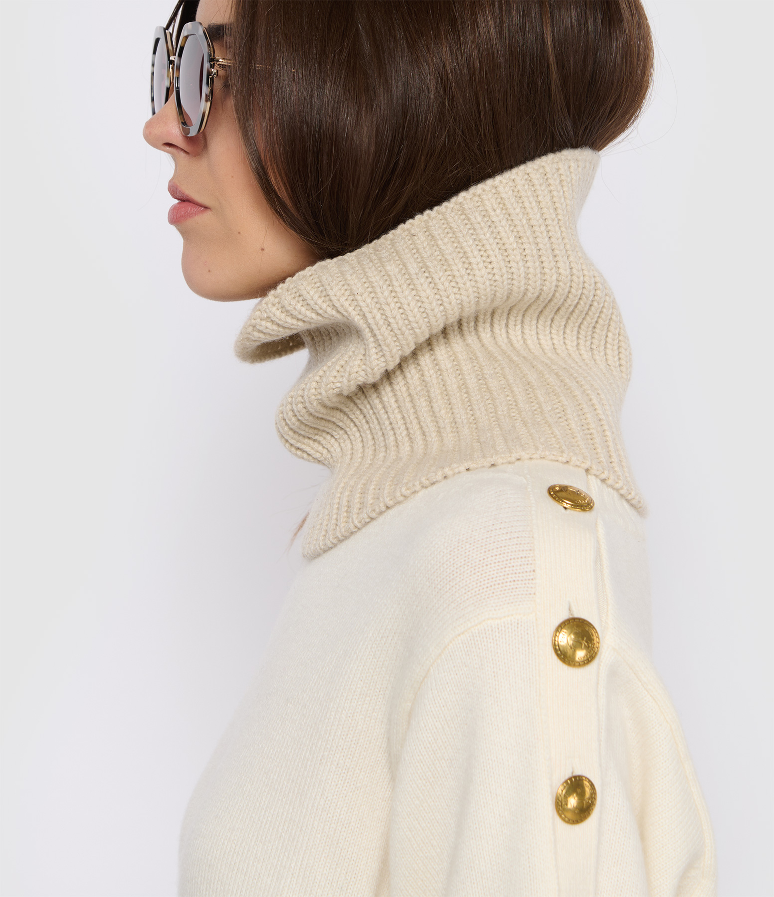 Oat-Coloured Cashmere Ribbed Neck Warmer, 12-ply