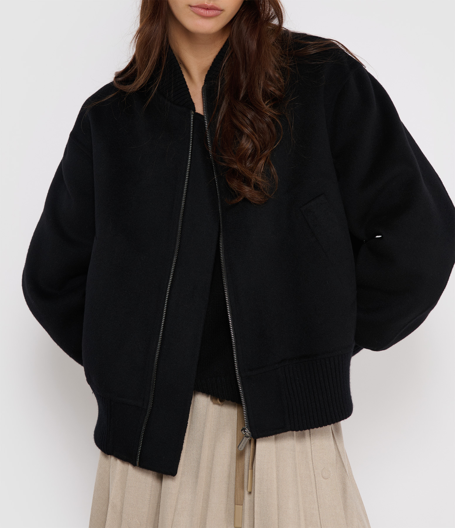 Black Reversible Cashmere Bomber Jacket