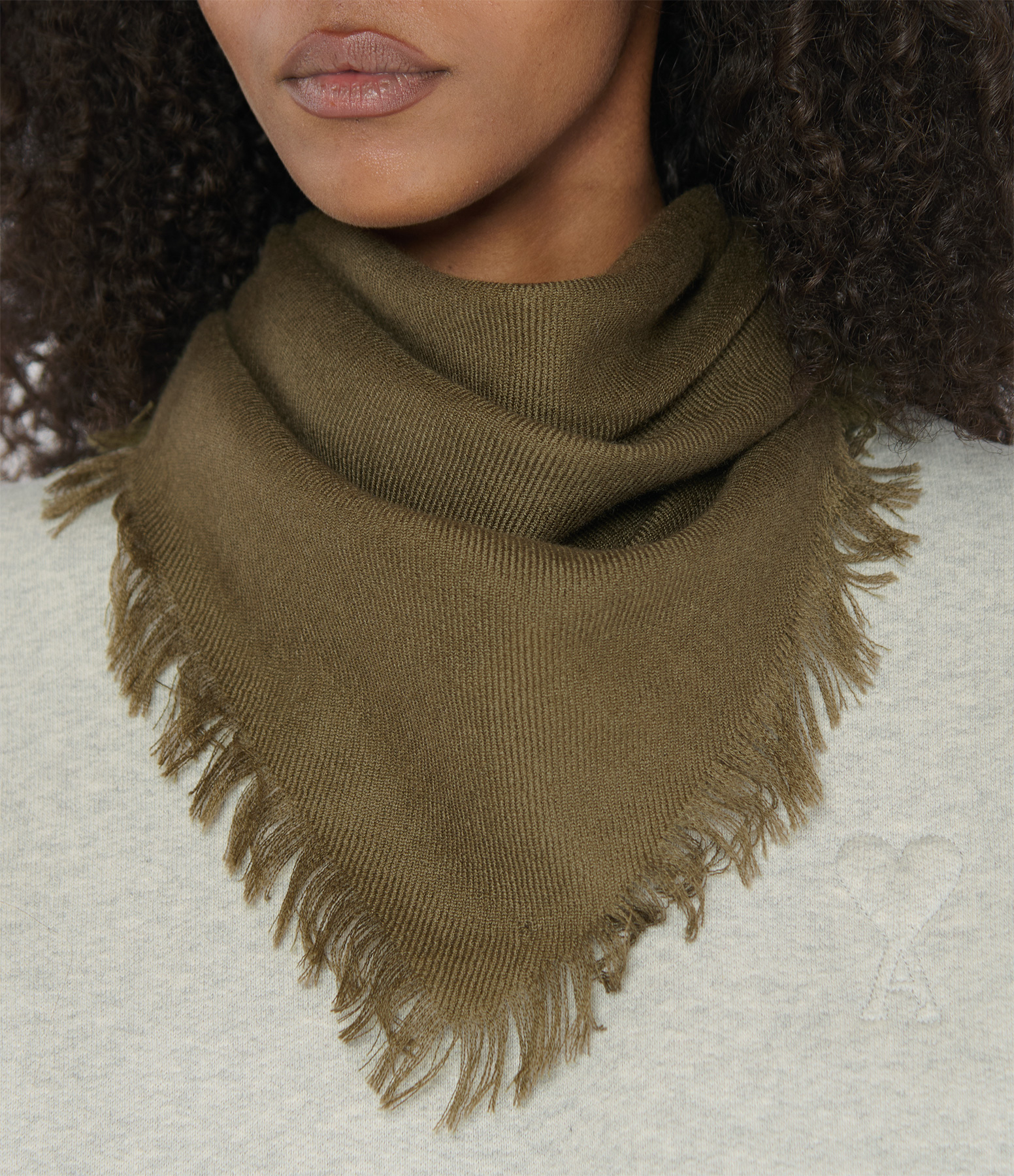 Bronze Fringed Mini Twill Square Scarf