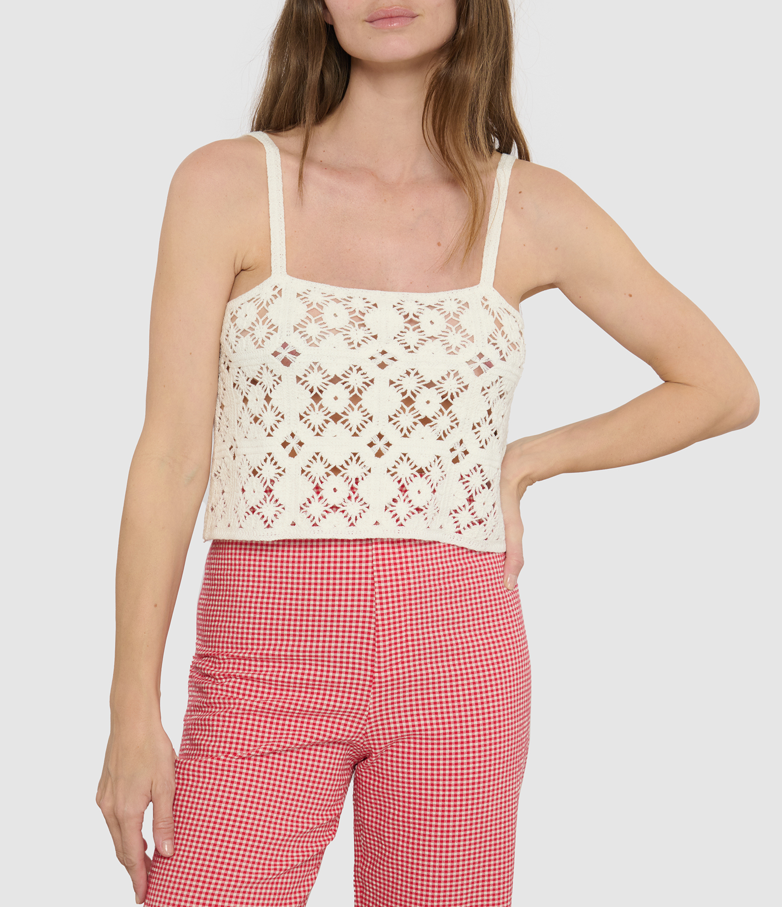 Natural Guipure Cropped Top