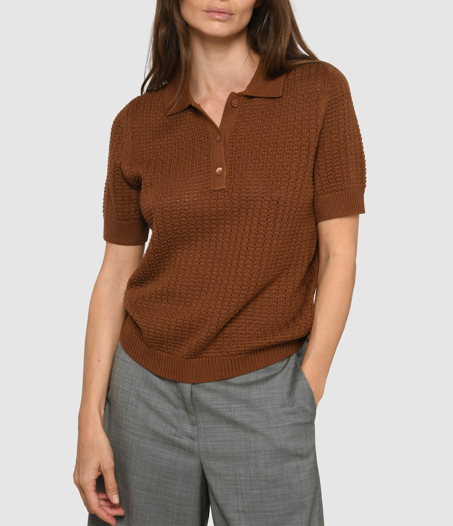 Henne Embossed Pointelle Polo Shirt