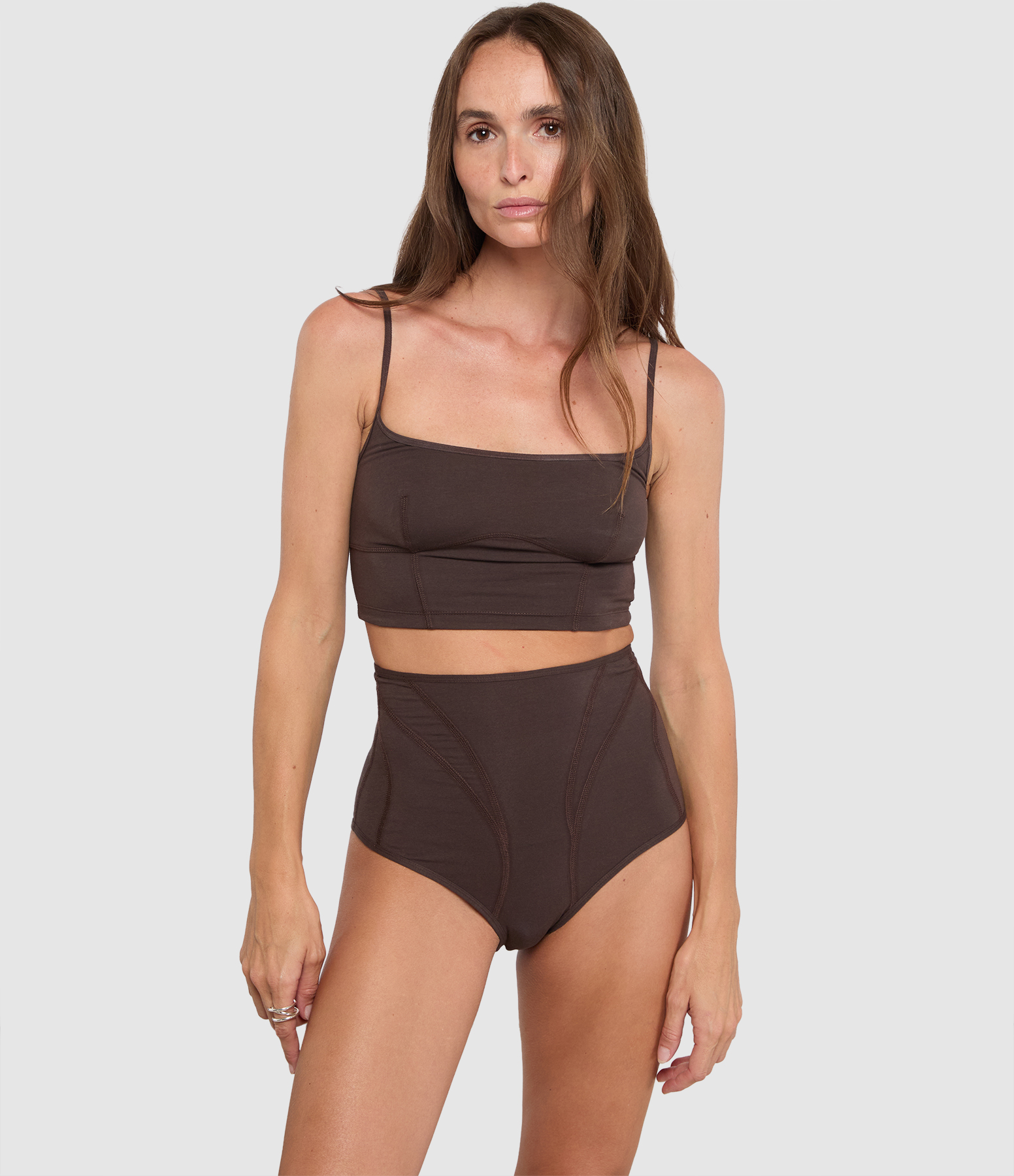 Soft Cotton High-Waisted Brown Briefs