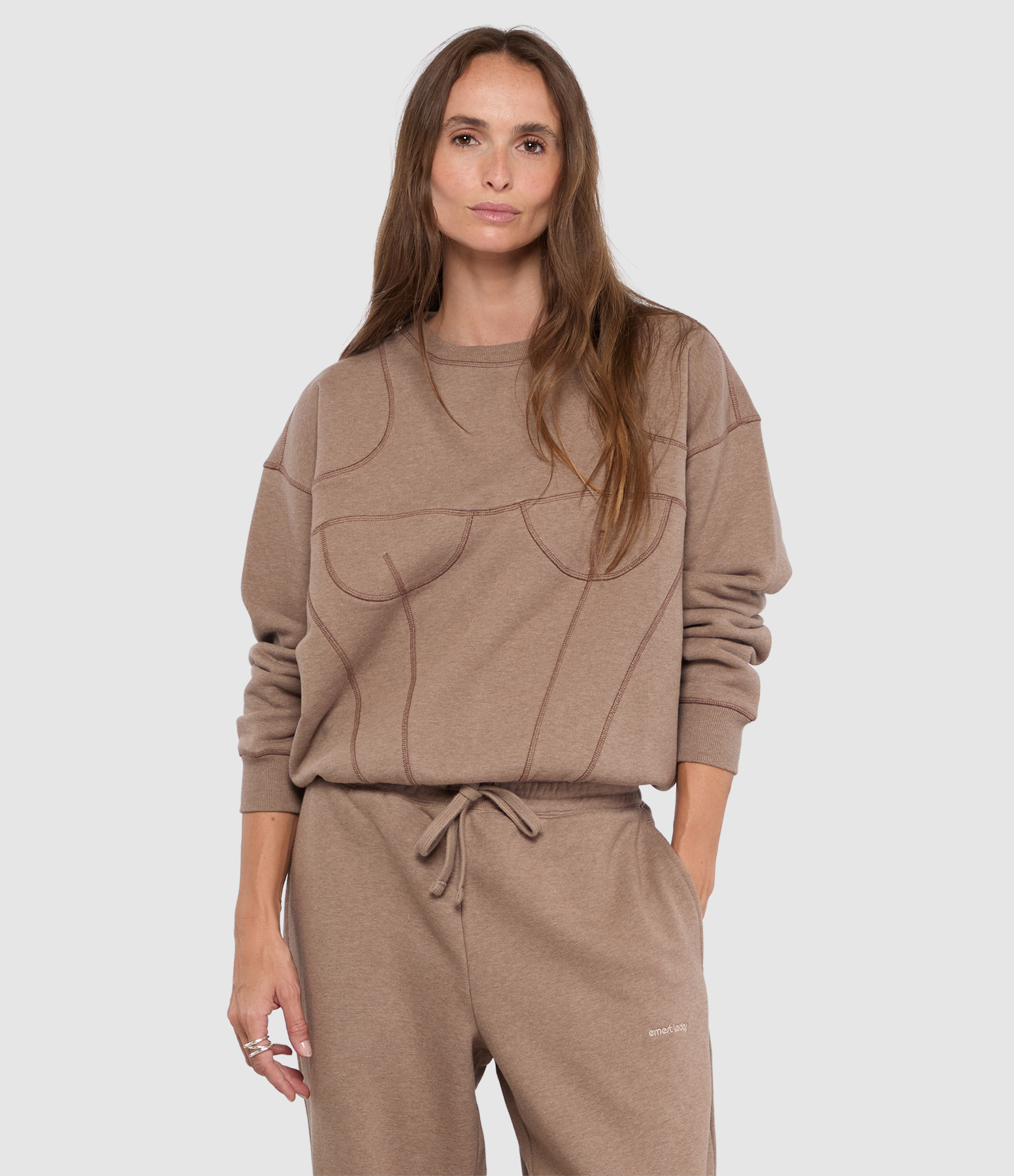 Bra Cut Fleece Sweatshirt in Heather Hazelnut