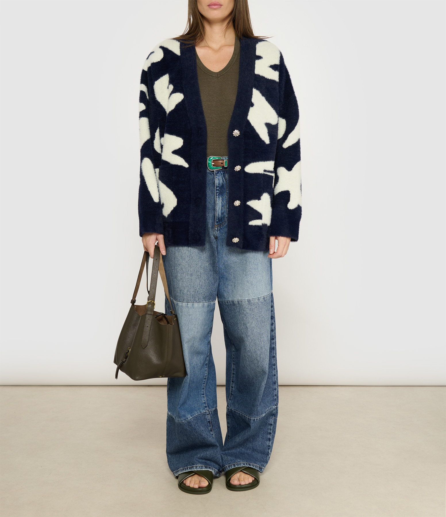 Jarden Cardigan – White and Navy Blue