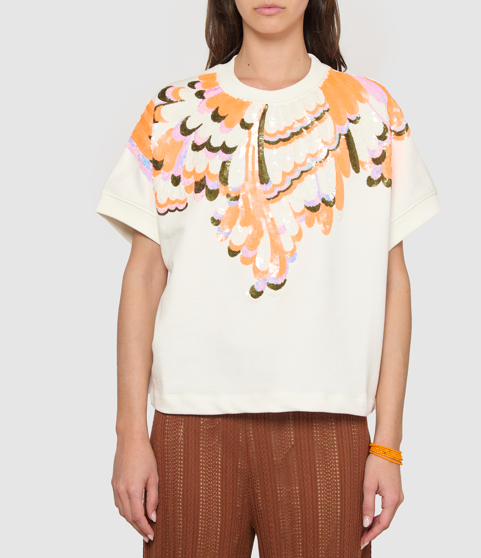 Jolies White Multicoloured Sweatshirt