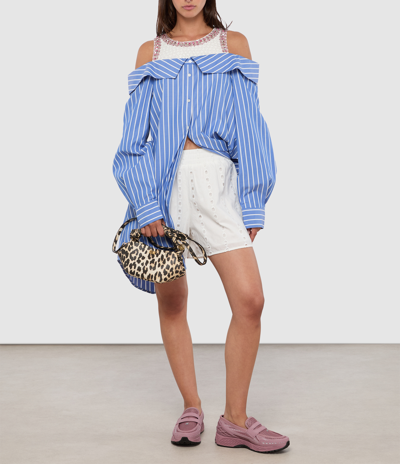 Jori Short Dress – Blue and White