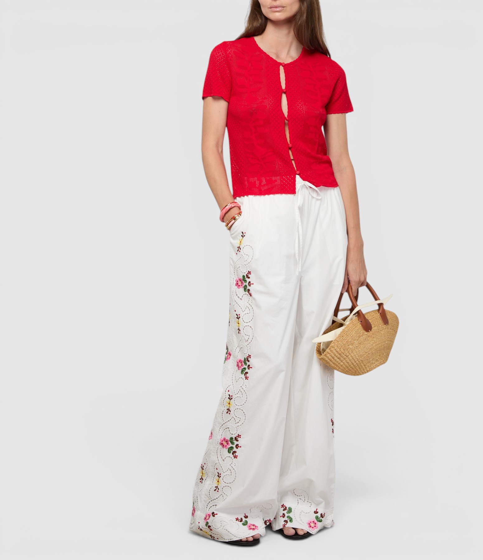 Janai White Multicoloured Trousers