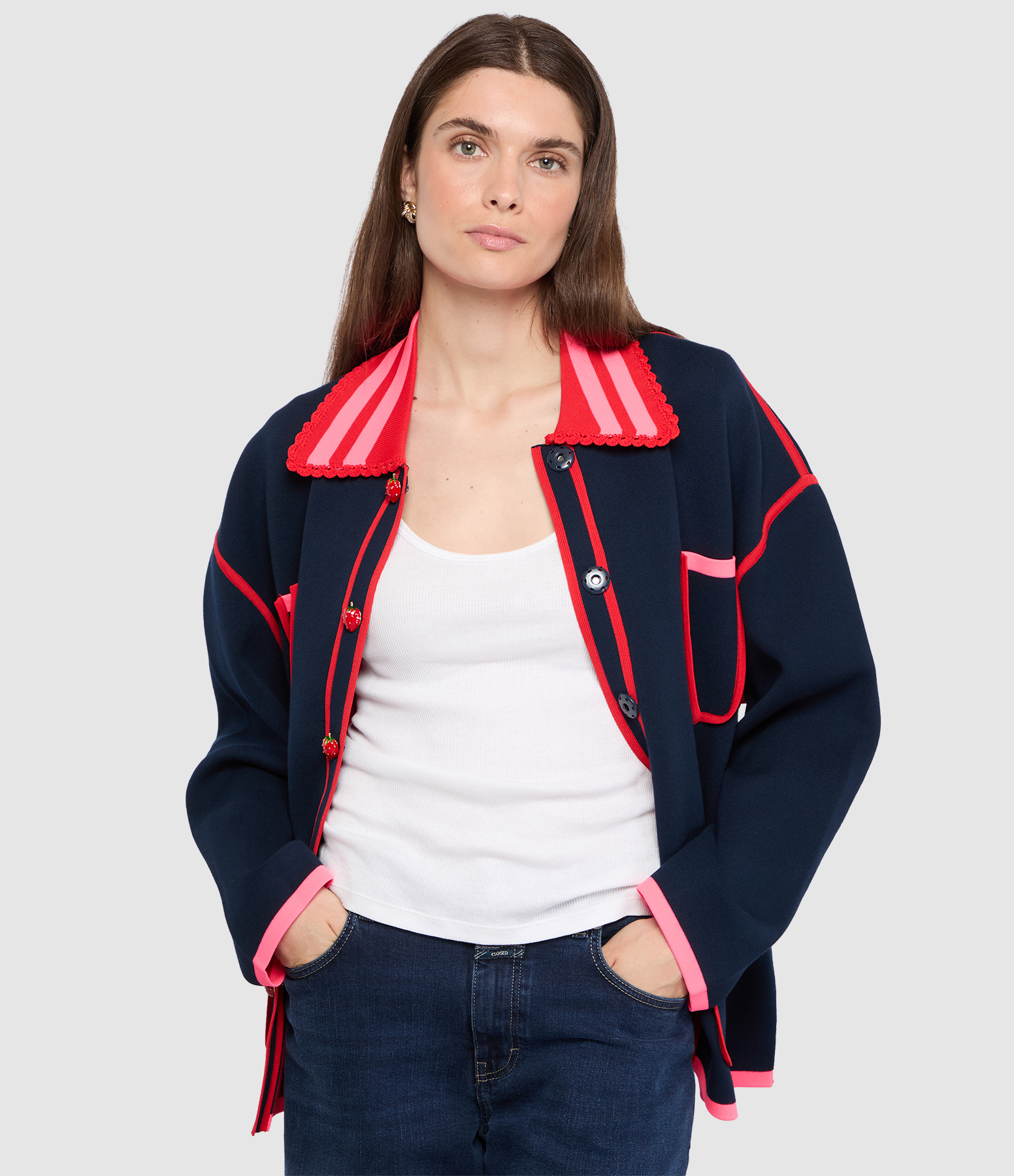 Kokorico Jacket in Red and Pink