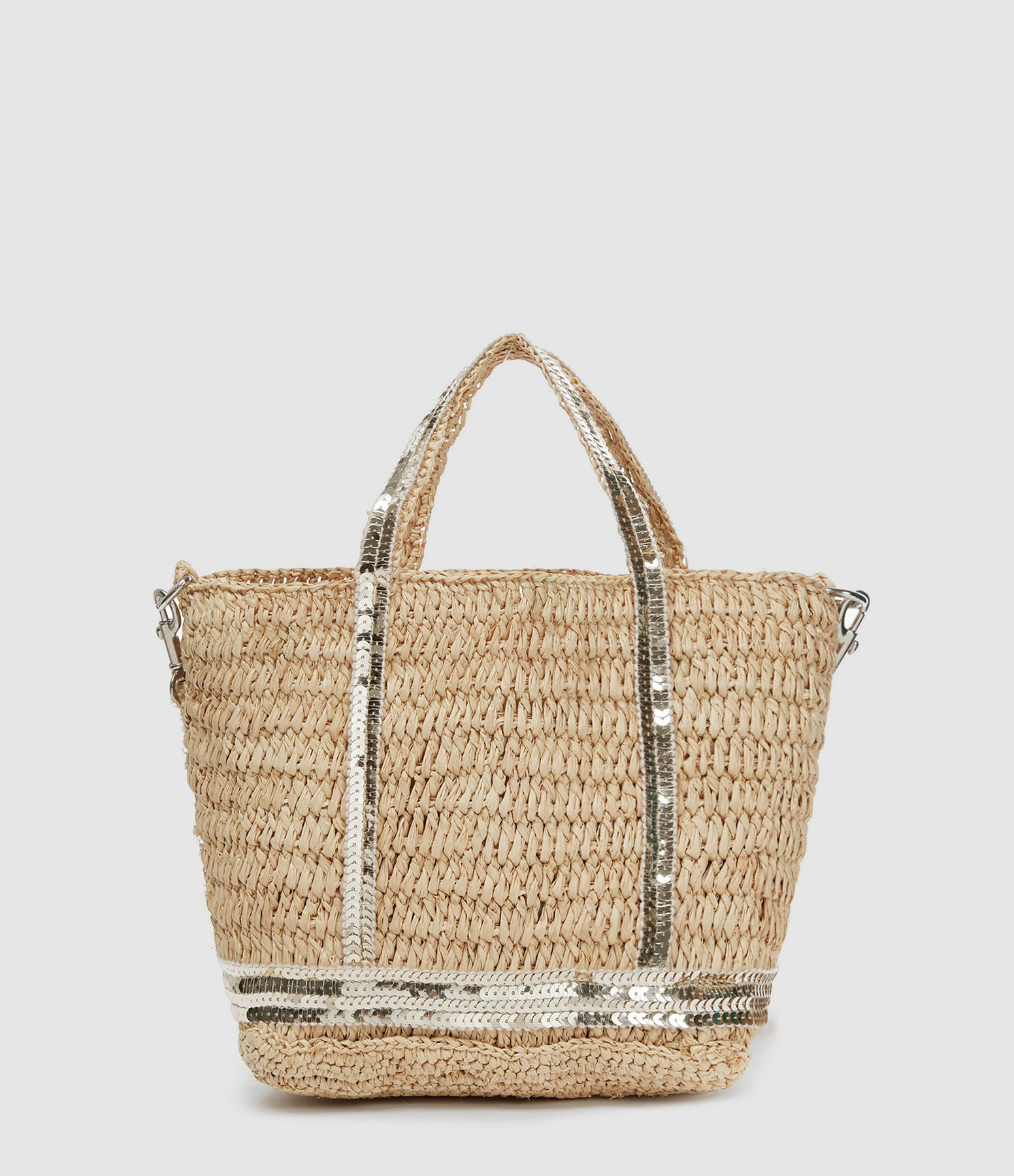Raphia XS Tote Bag with Gold Shoulder Strap