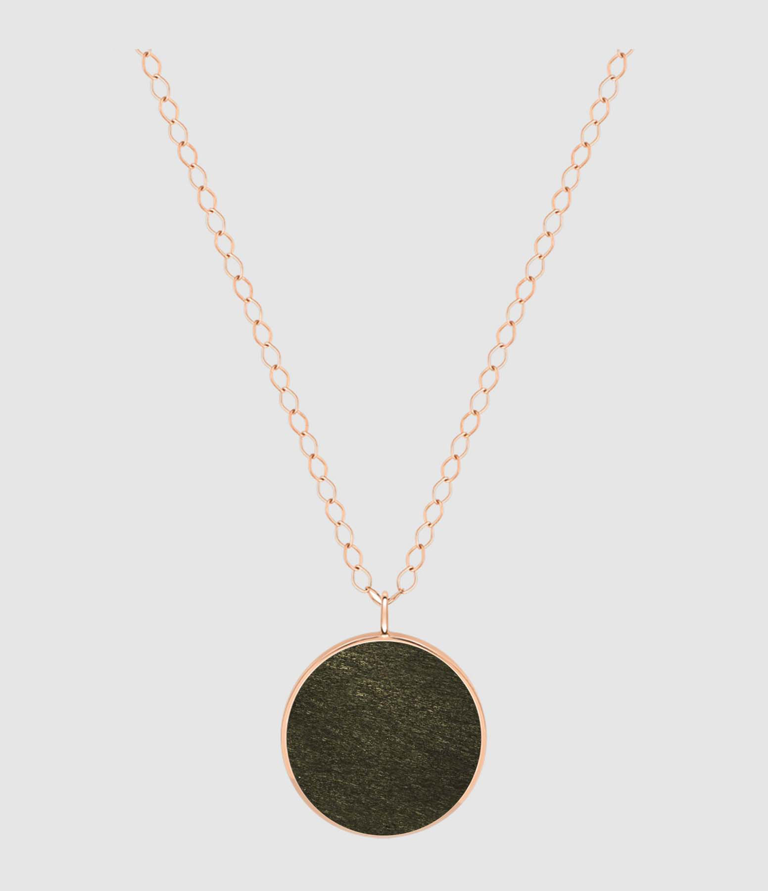 Ever Disc Jumbo Obsidian Rose Gold Long Necklace