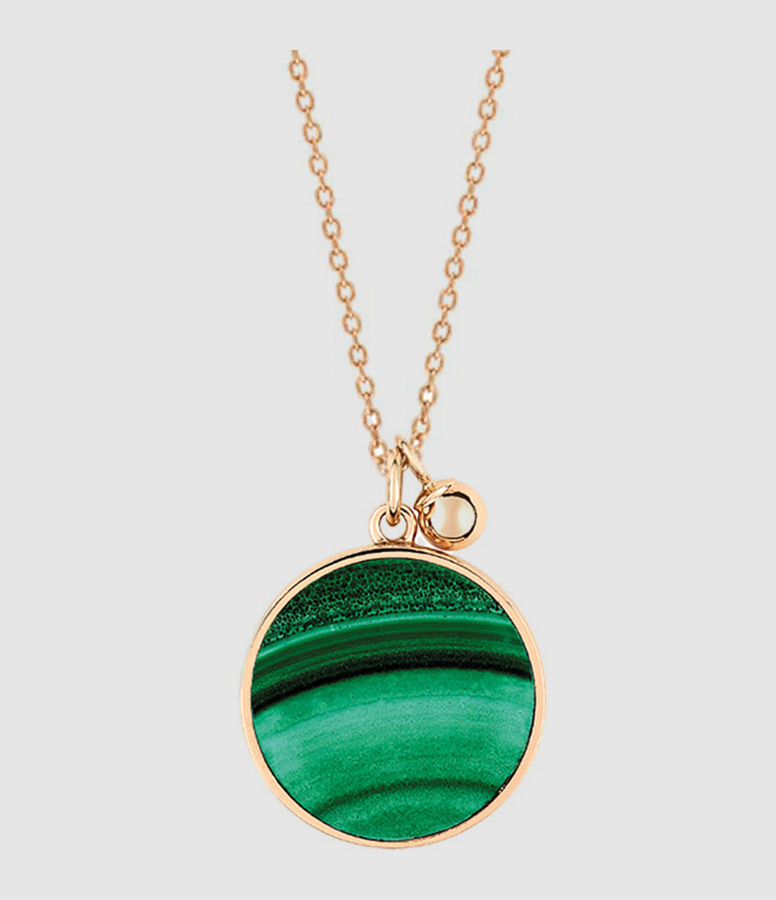 Ever Disc Malachite Rose Gold Necklace