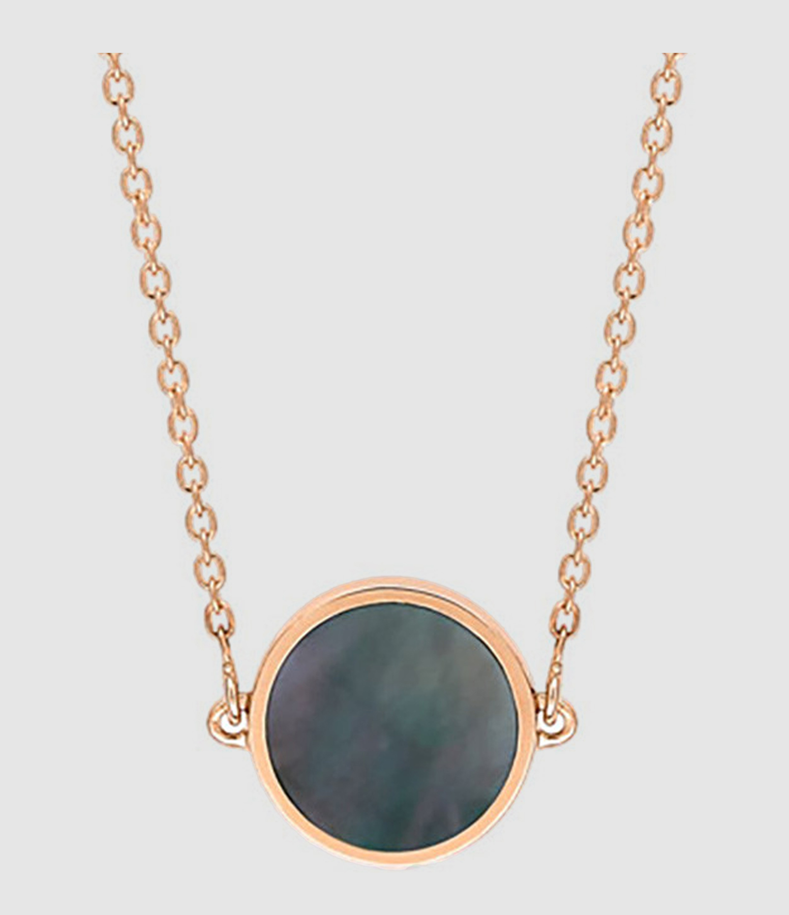 Ever Mini Disc Necklace – Black Mother-of-Pearl, Rose Gold