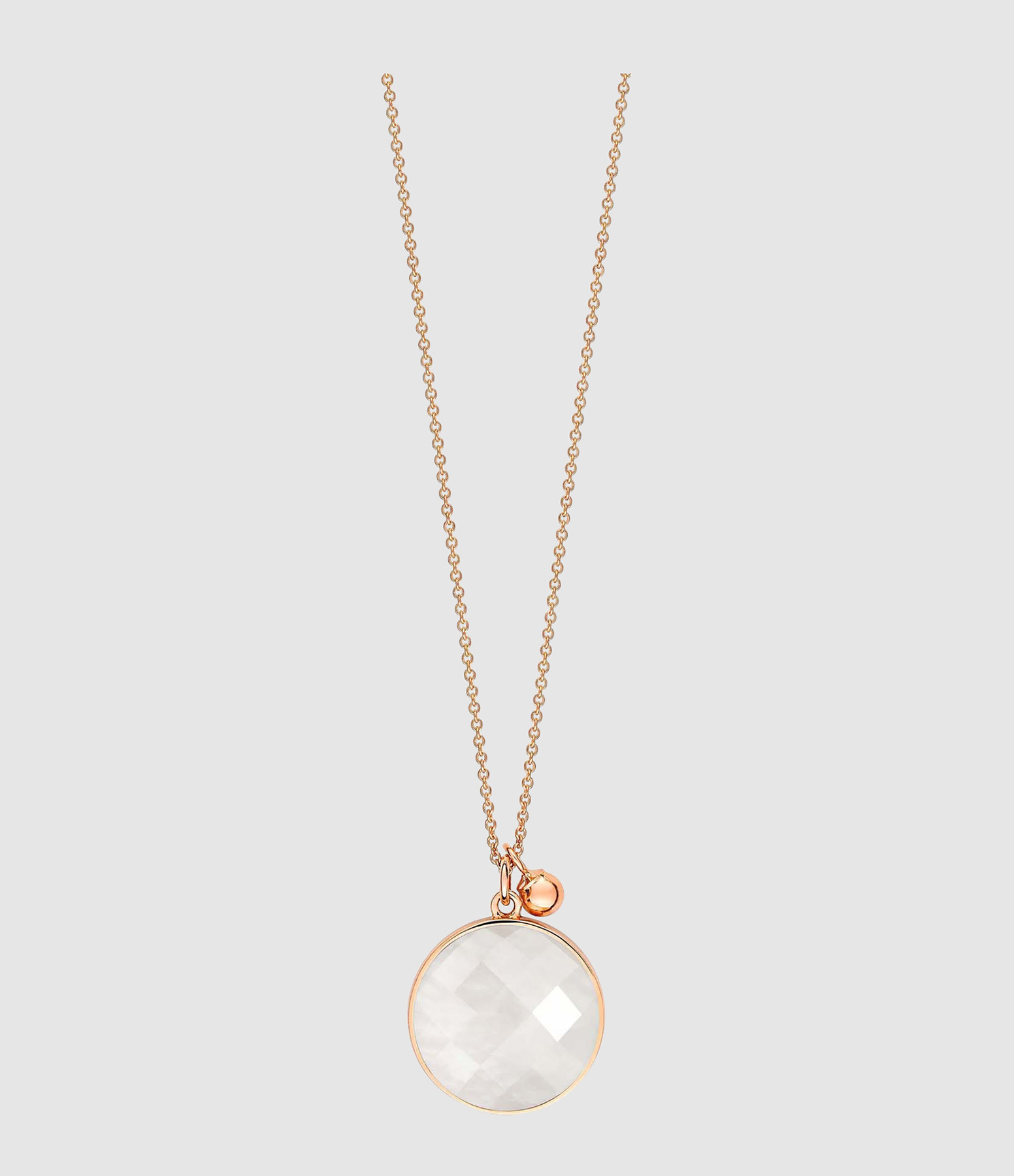 Pixie Ever Disc Necklace with White Moonstone in Rose Gold