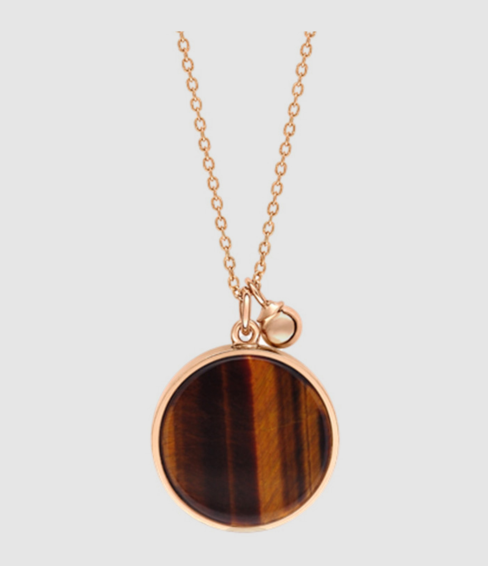 Ever Disc Tiger's Eye Necklace in Rose Gold