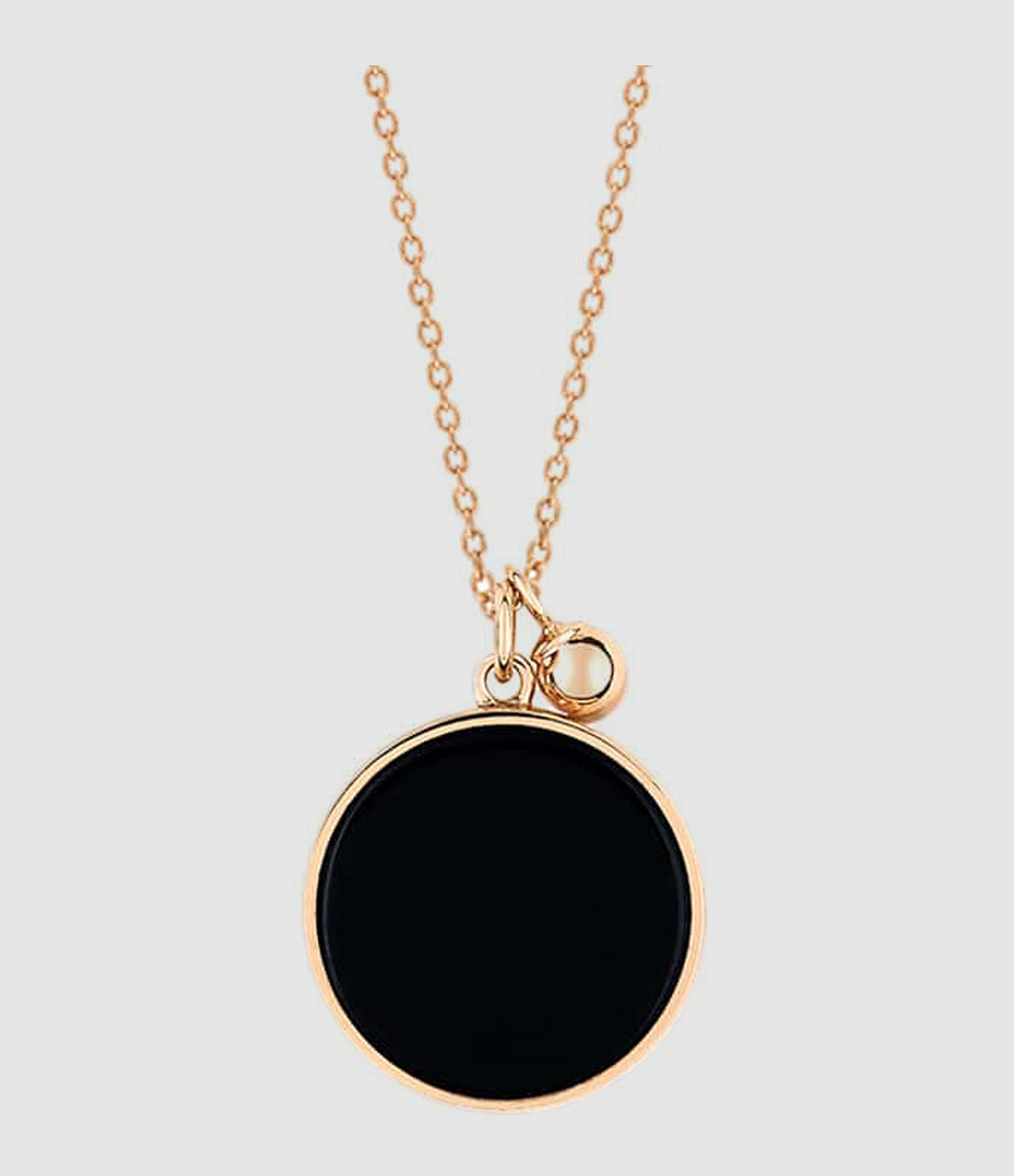 Ever Disc Onyx Rose Gold Necklace