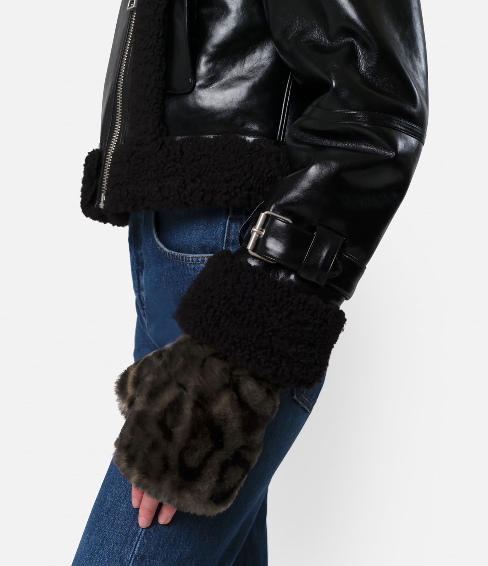 Ariel Faux Fur Gloves in Dark Leopard Print