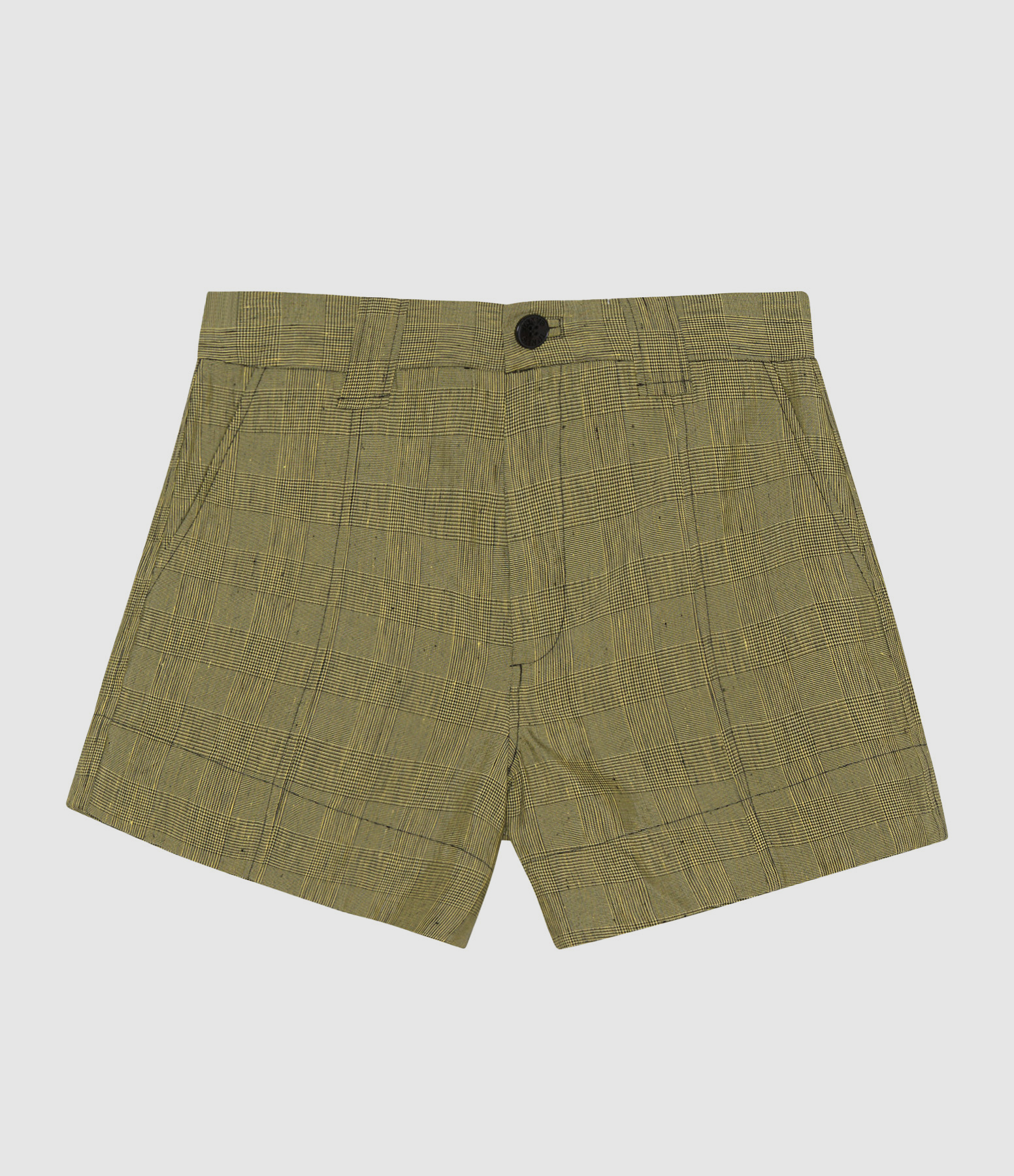 Khaki Slub Check Shorts