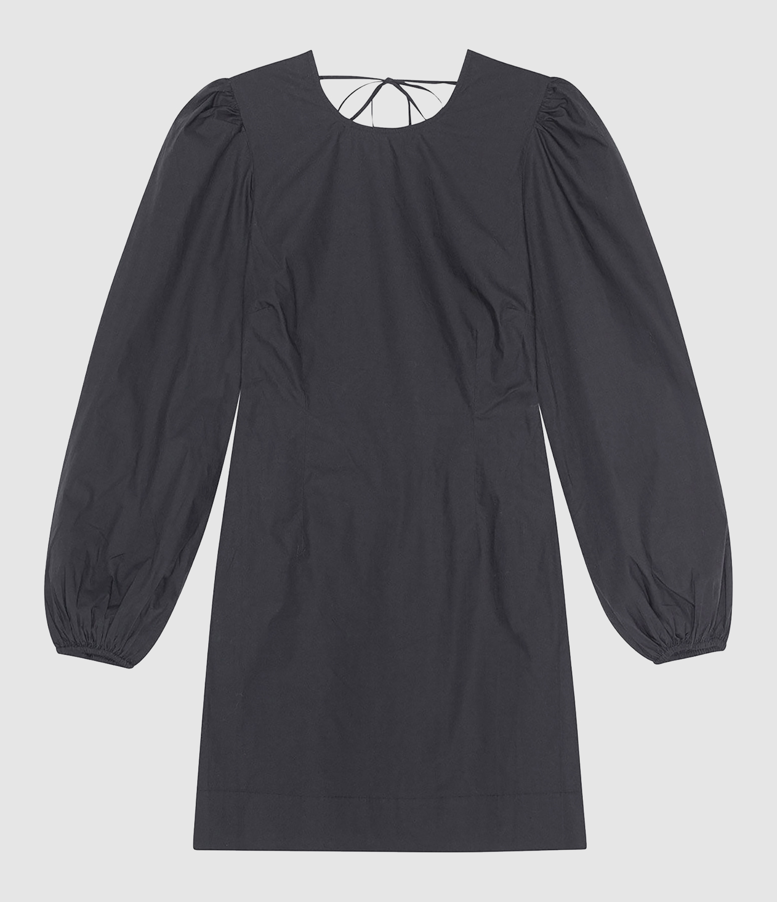 Black Poplin Backless Mini Dress