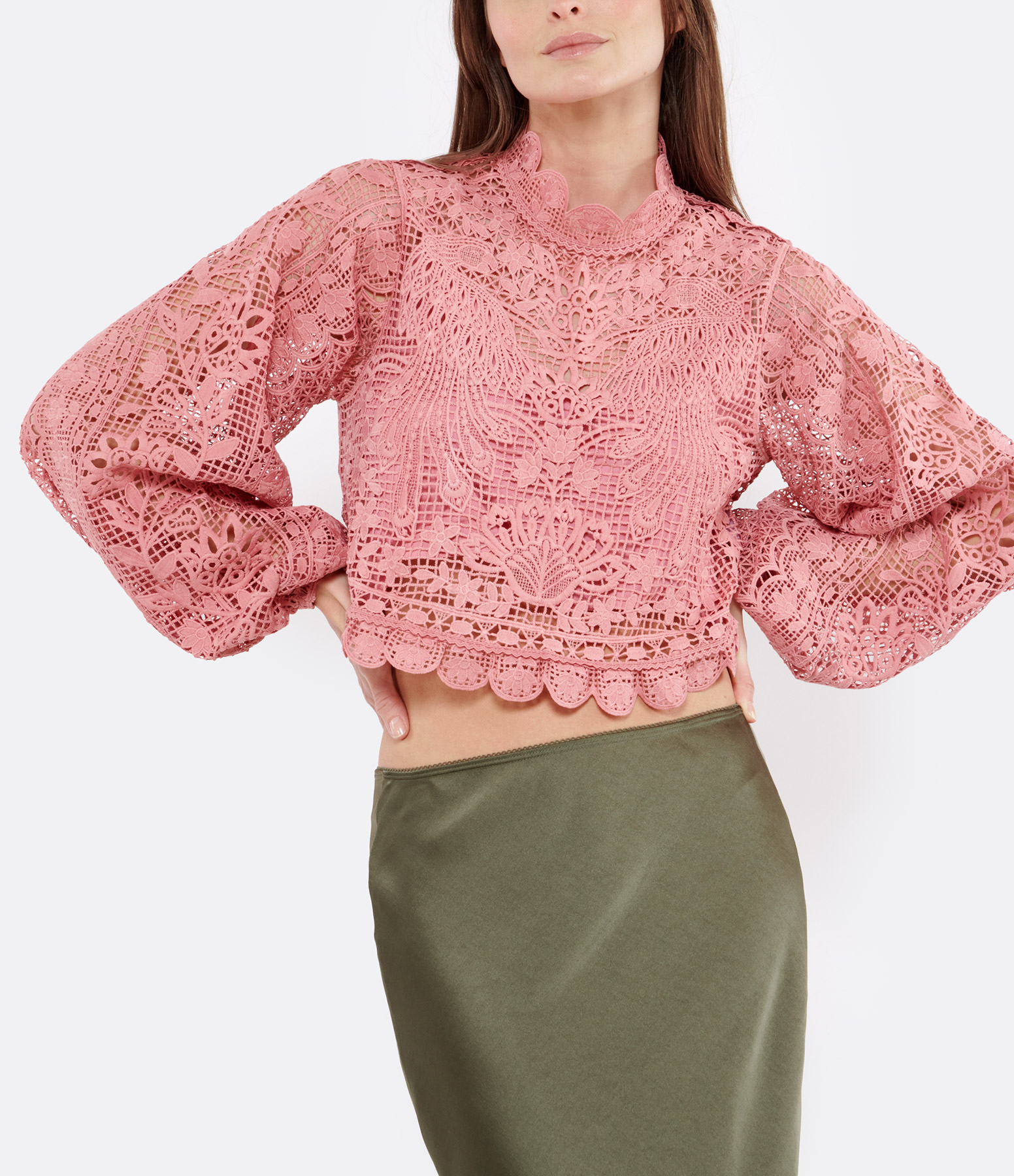 Blush-Coloured Blouse with Puffed Sleeves in Pink