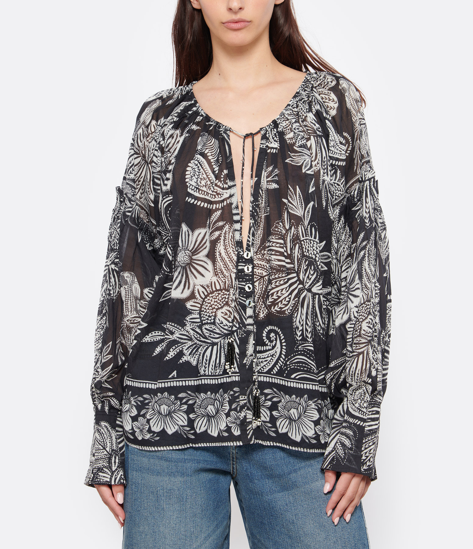 Black Pasley Bloom Blouse