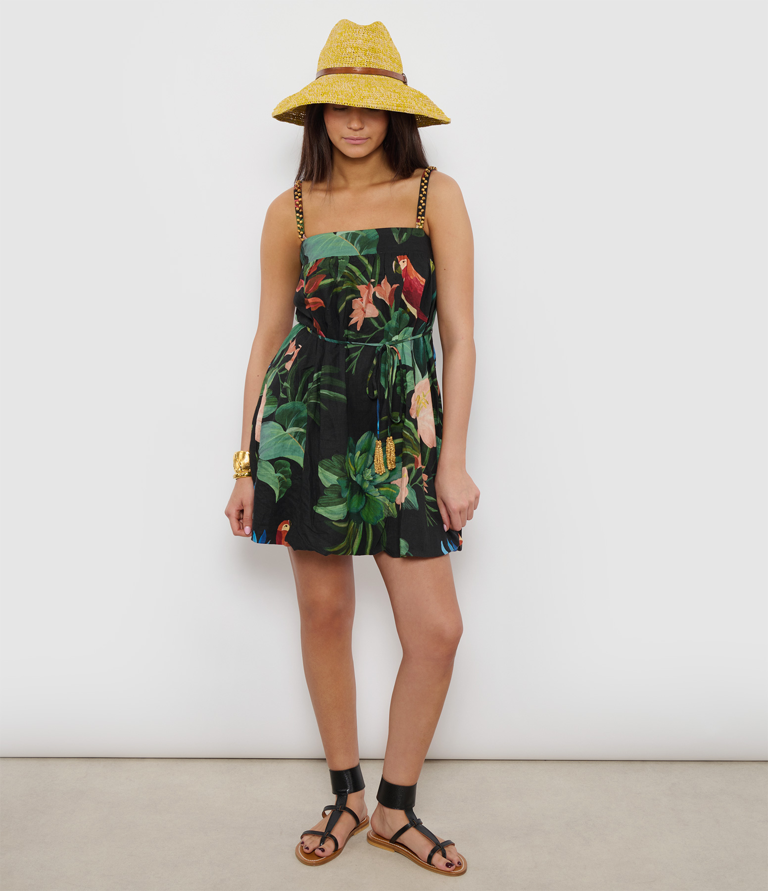 Midnight Macaw Fiesta Black Dress