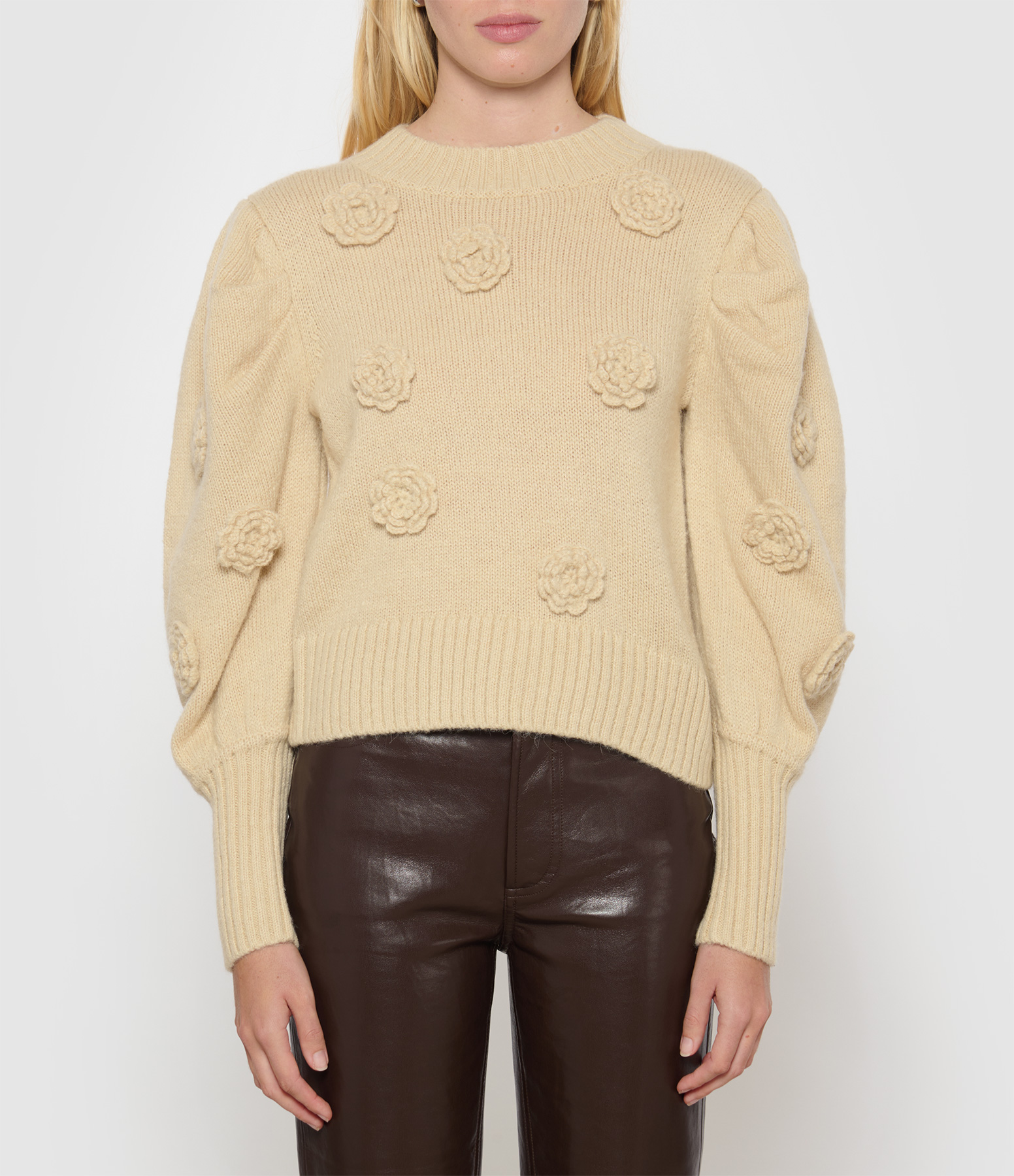 Crochet Flower Knit Sand Jumper