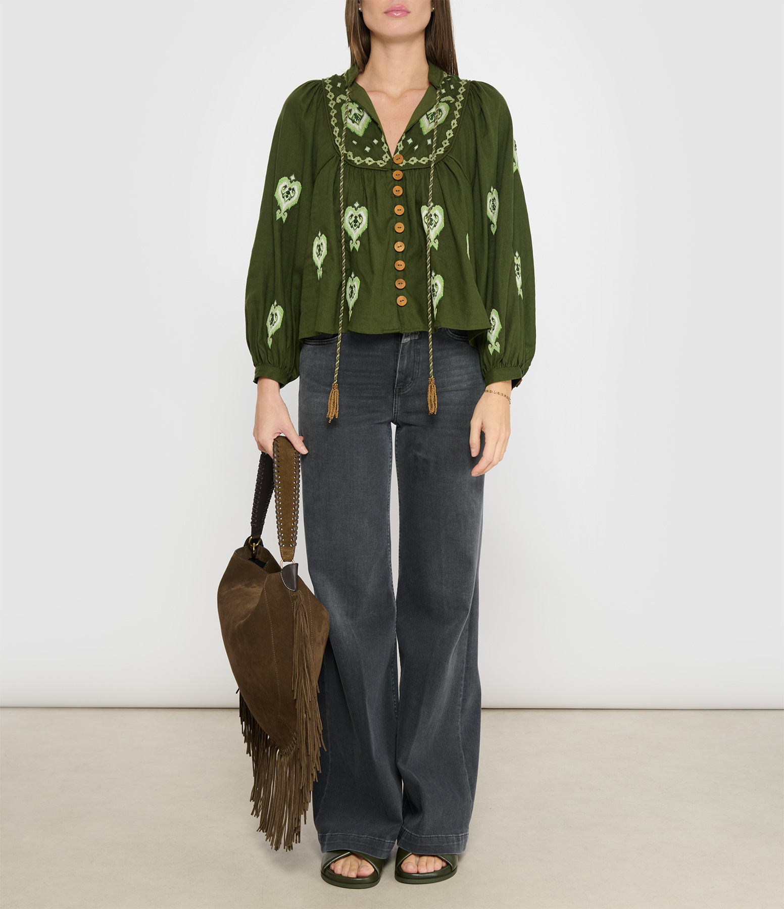 Green Embroidered Top