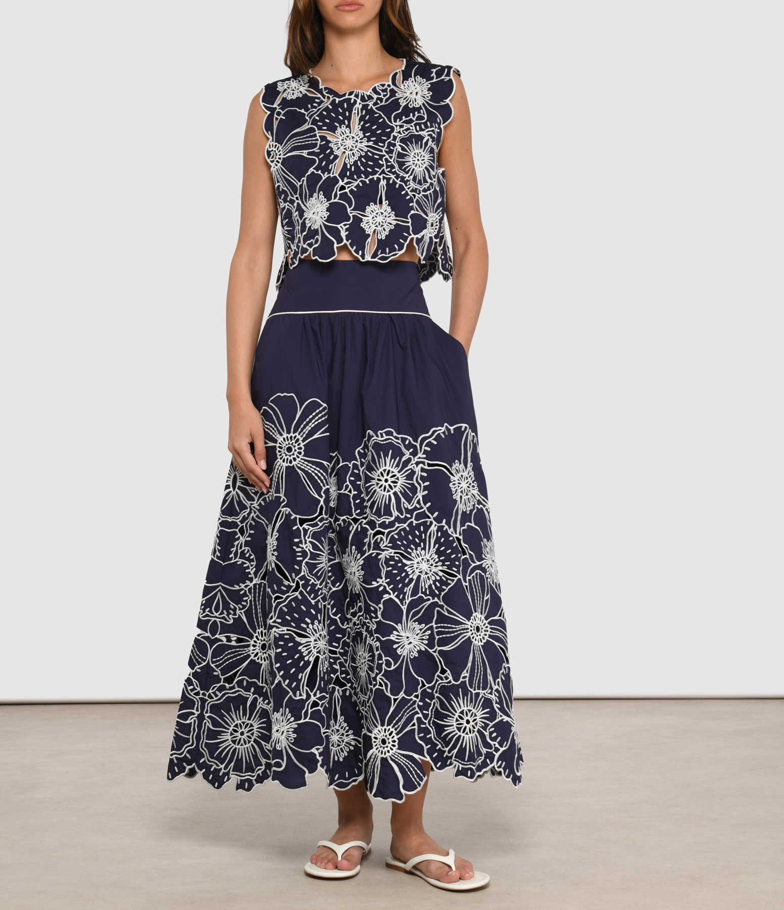 Flowers Richelieu Blue Skirt