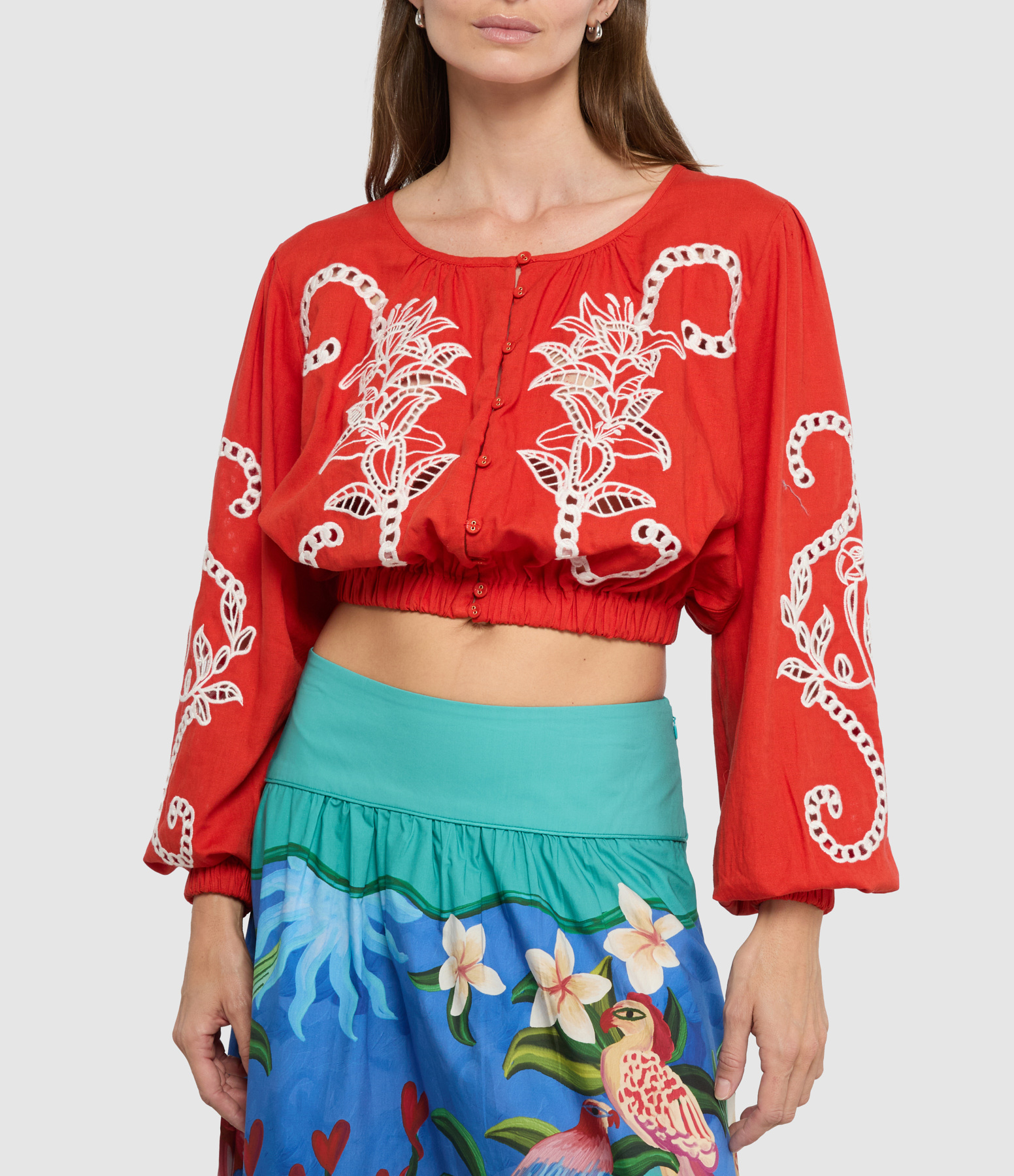 Red Richilieur Top