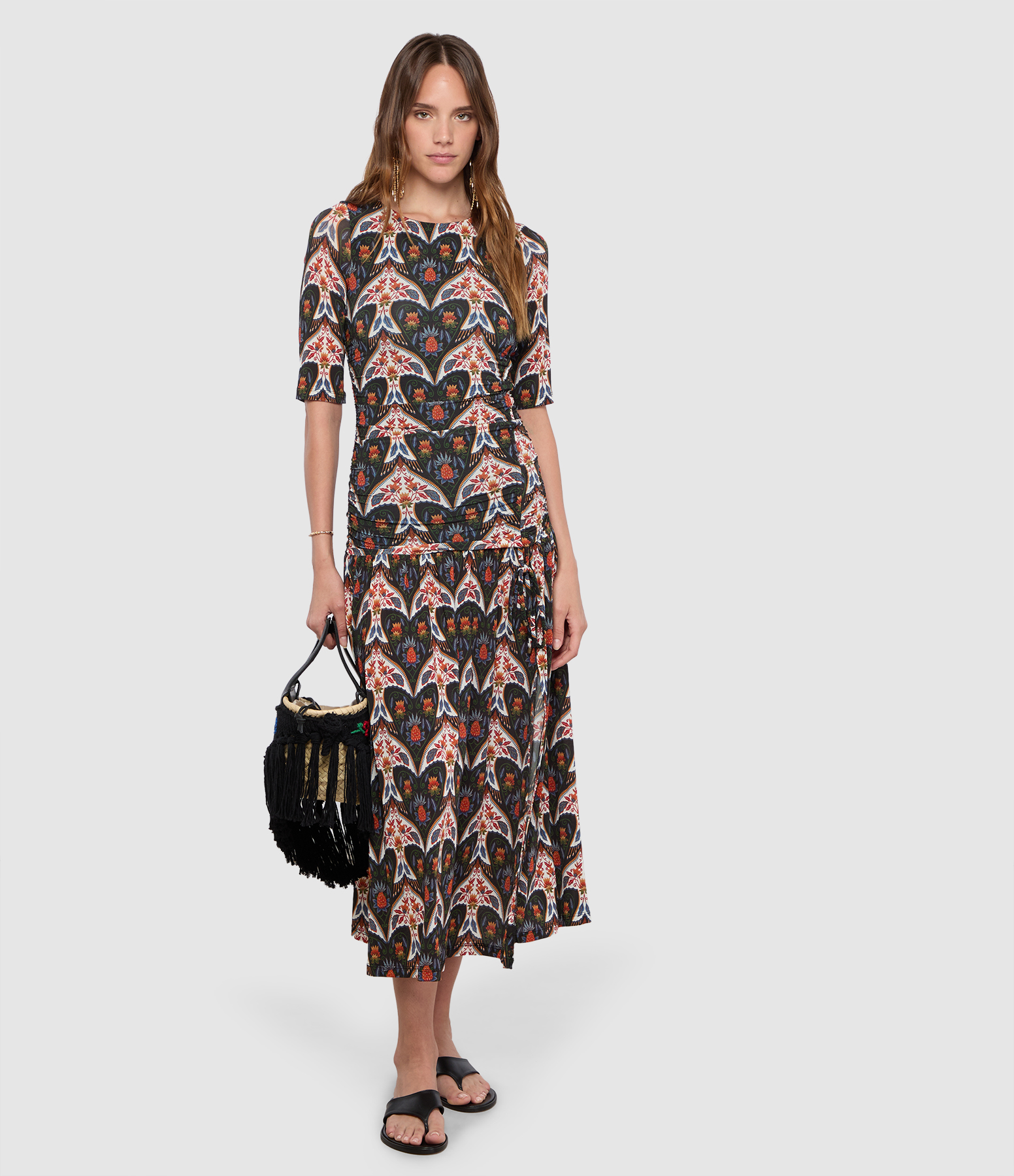 Porcelain Birds Black Dress