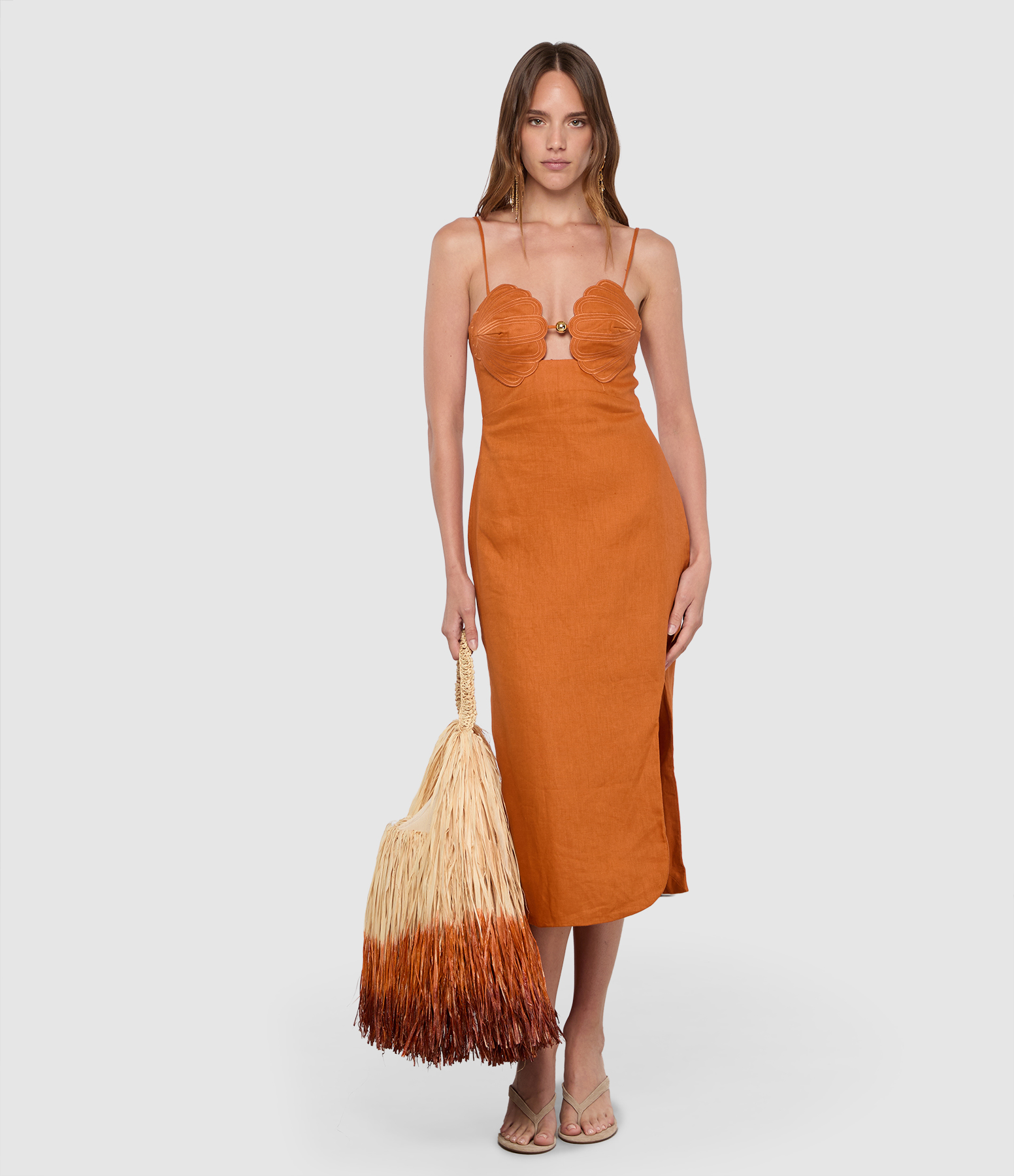 Terra Cotta Sleeveless Midi Shell Dress