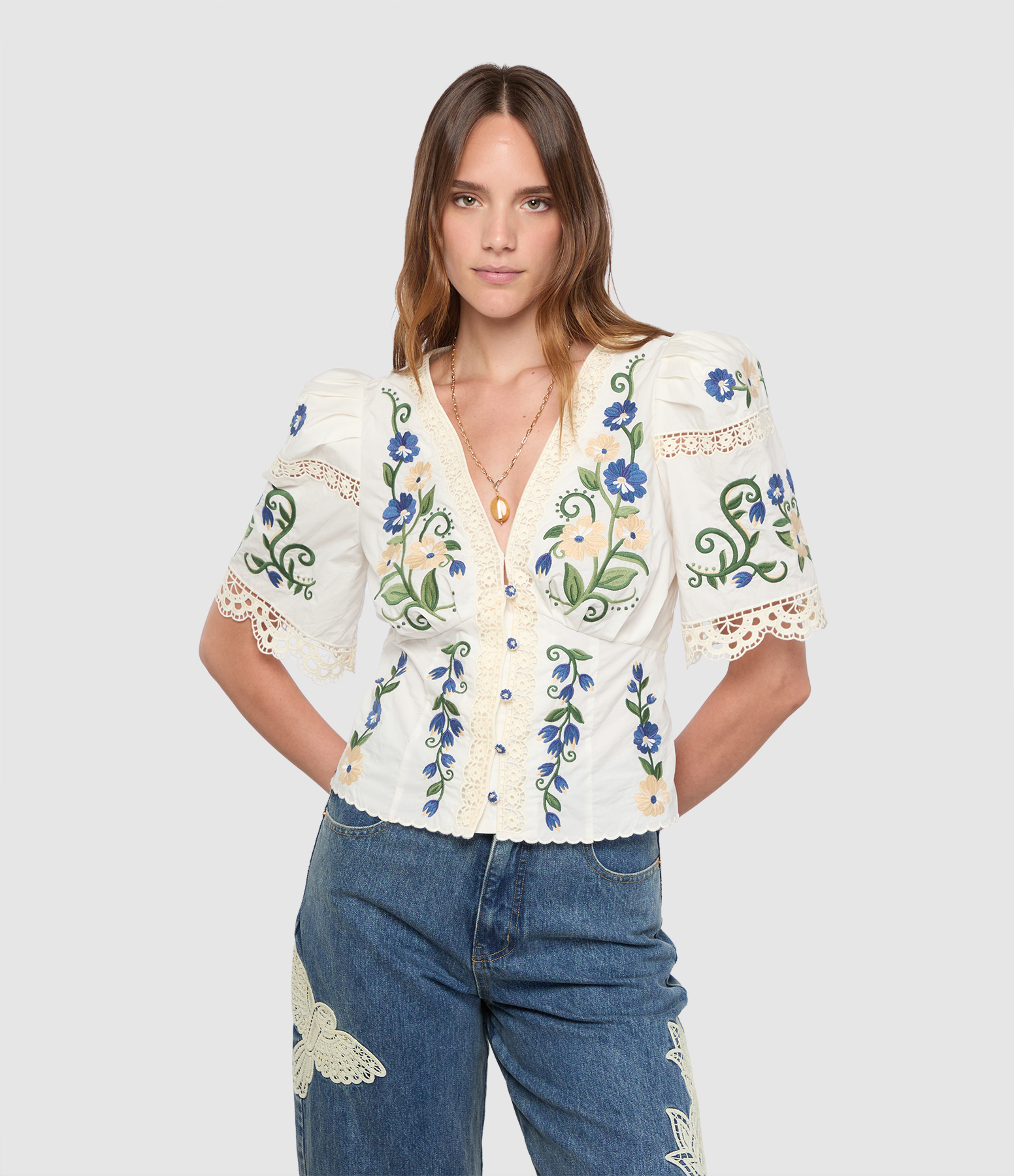 Countryside Land Embroidery Blouse