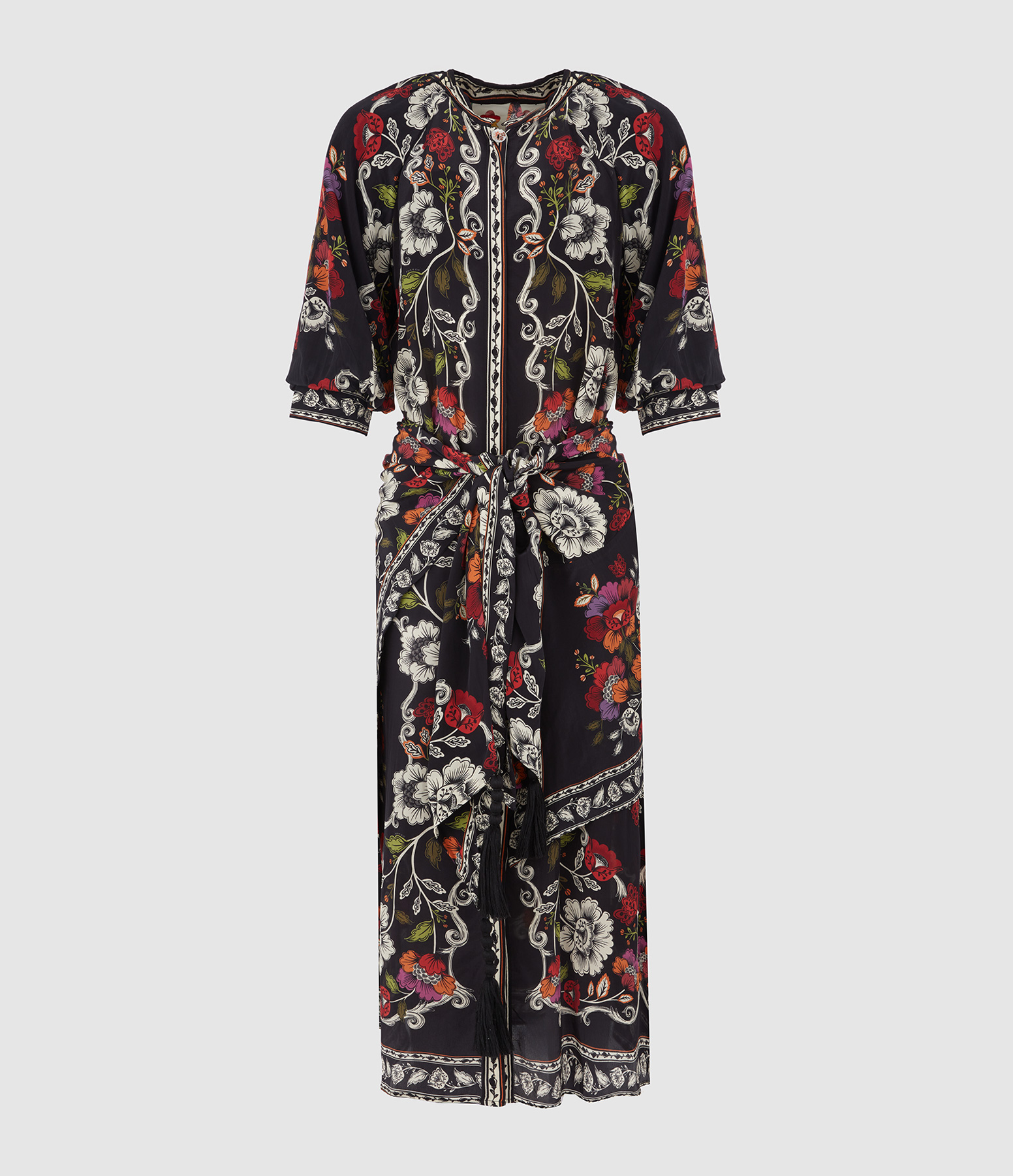 Black Rococo Flowers Dress