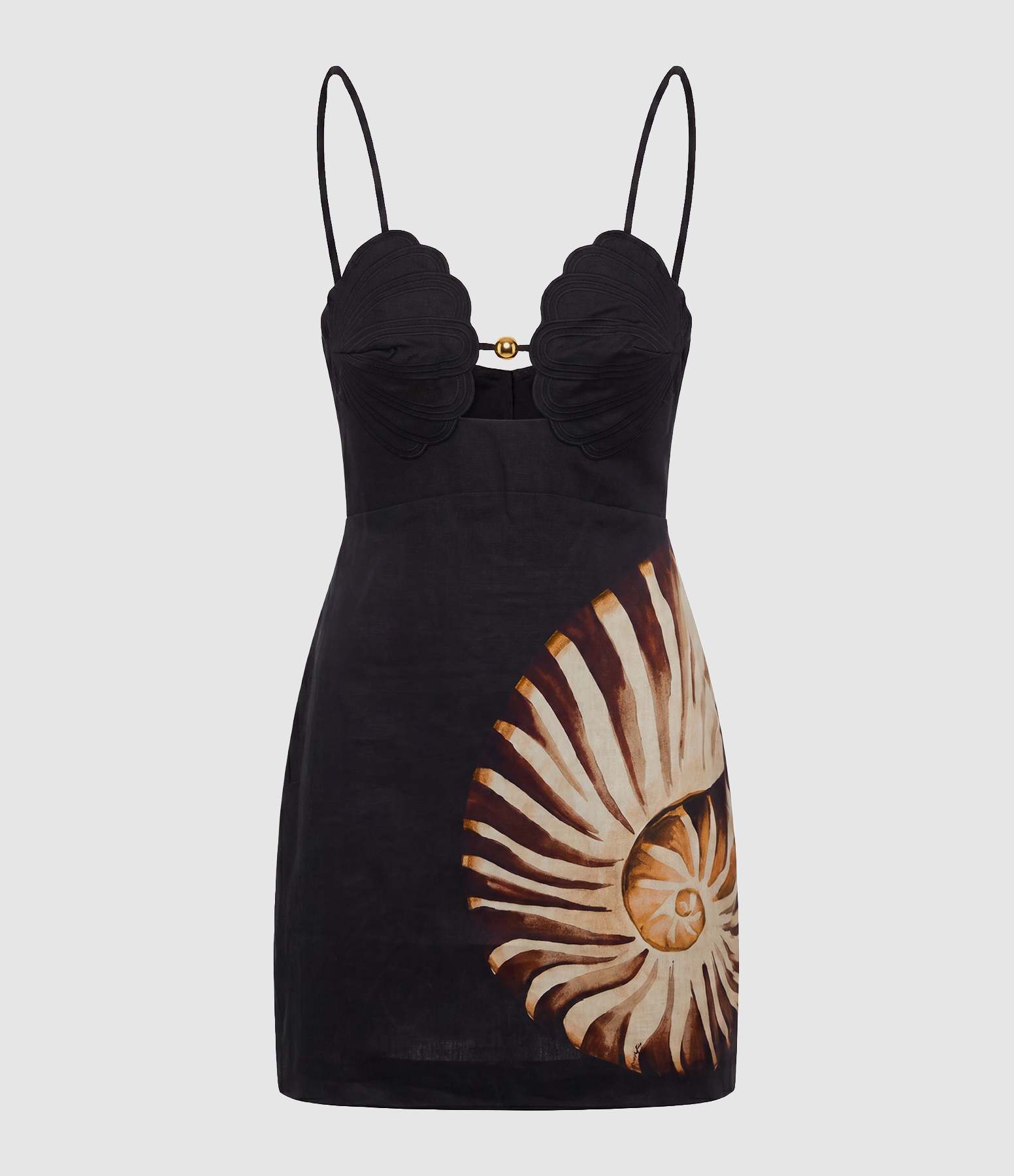 Ammonite Dress with Black Shell Bust Detail