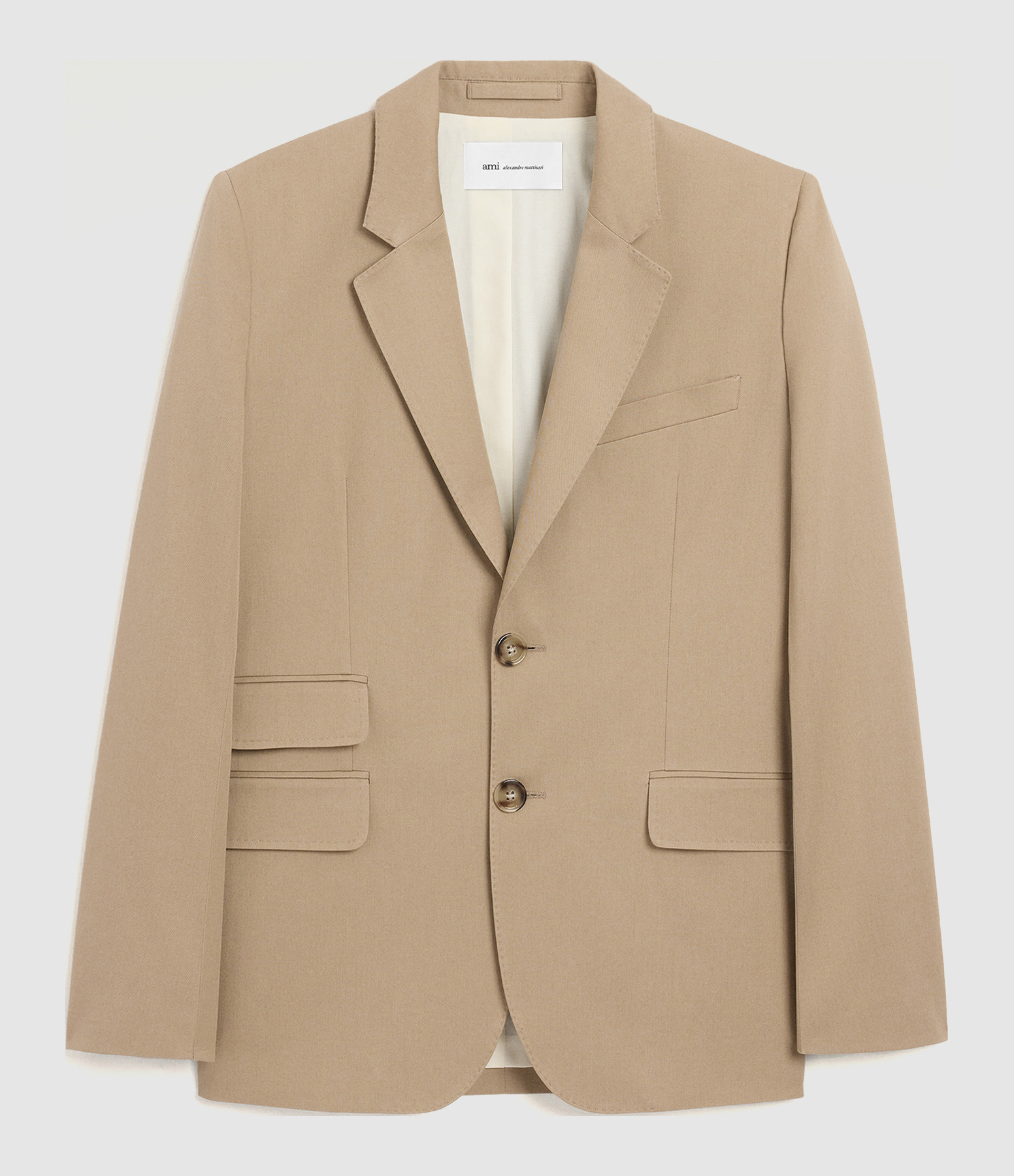 Boxy Single-Breasted Blazer in Beige and Taupe