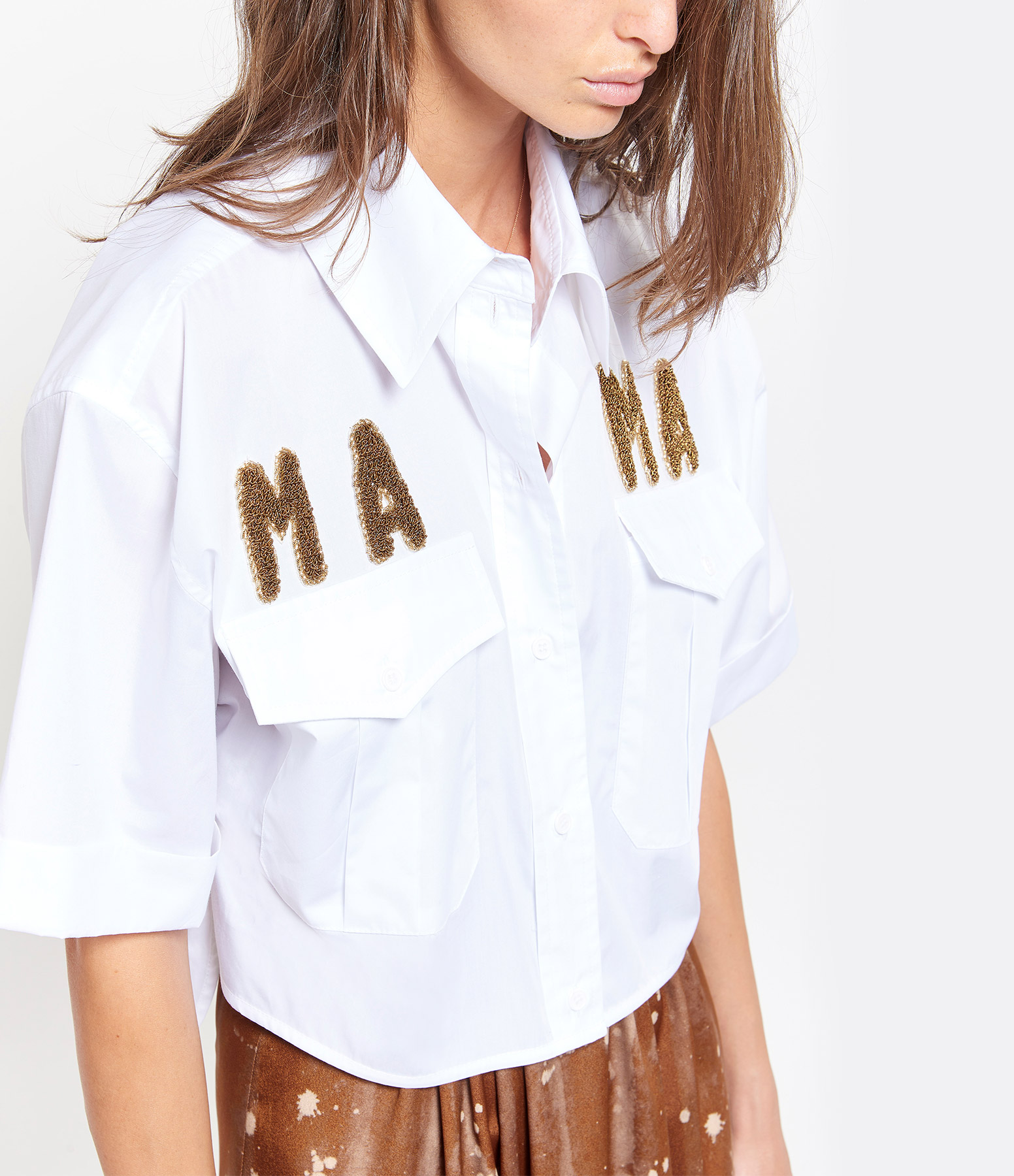 Mama White Cotton Shirt