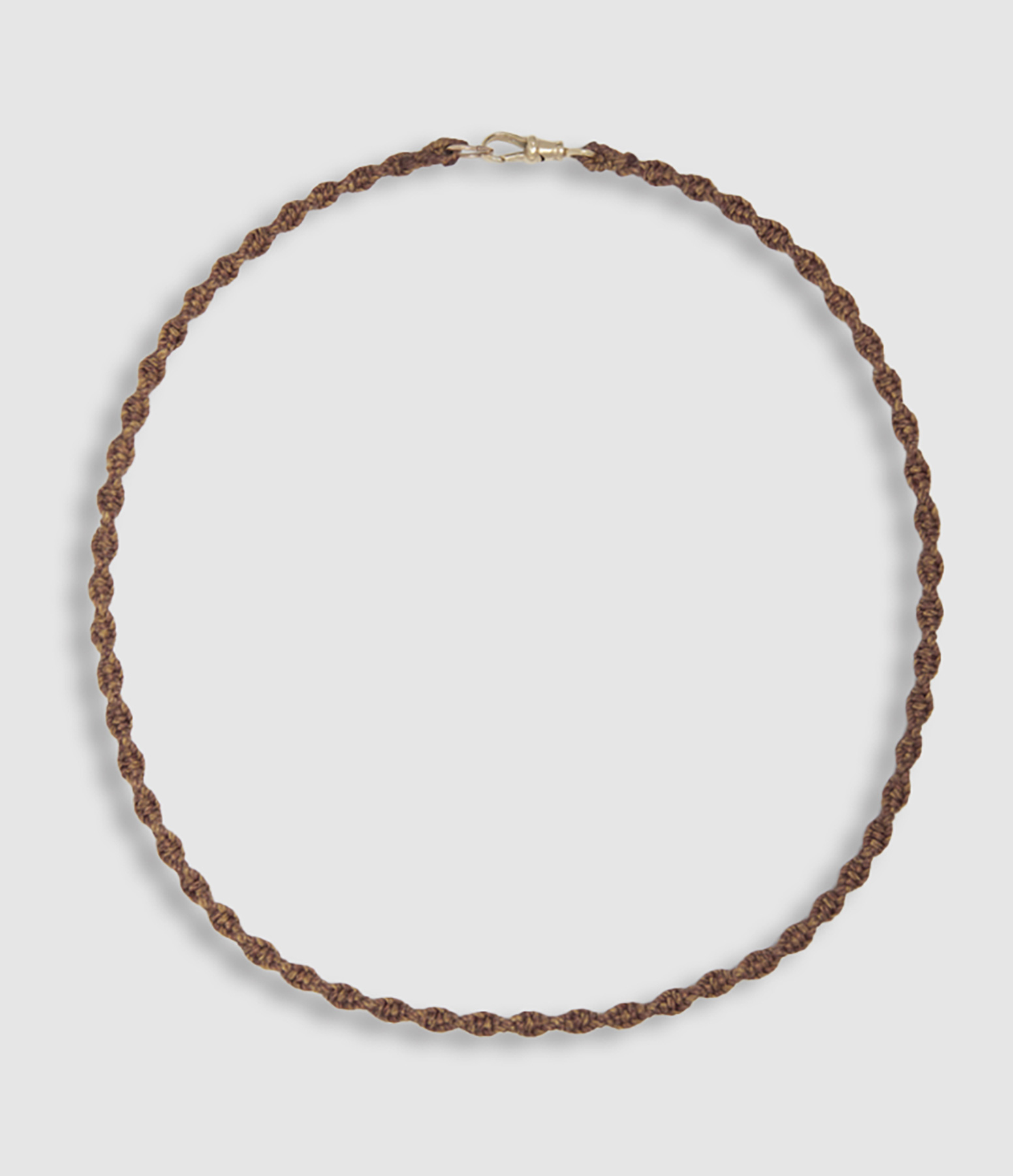 Brown Macramé Necklace with 14-carat yellow gold clasp