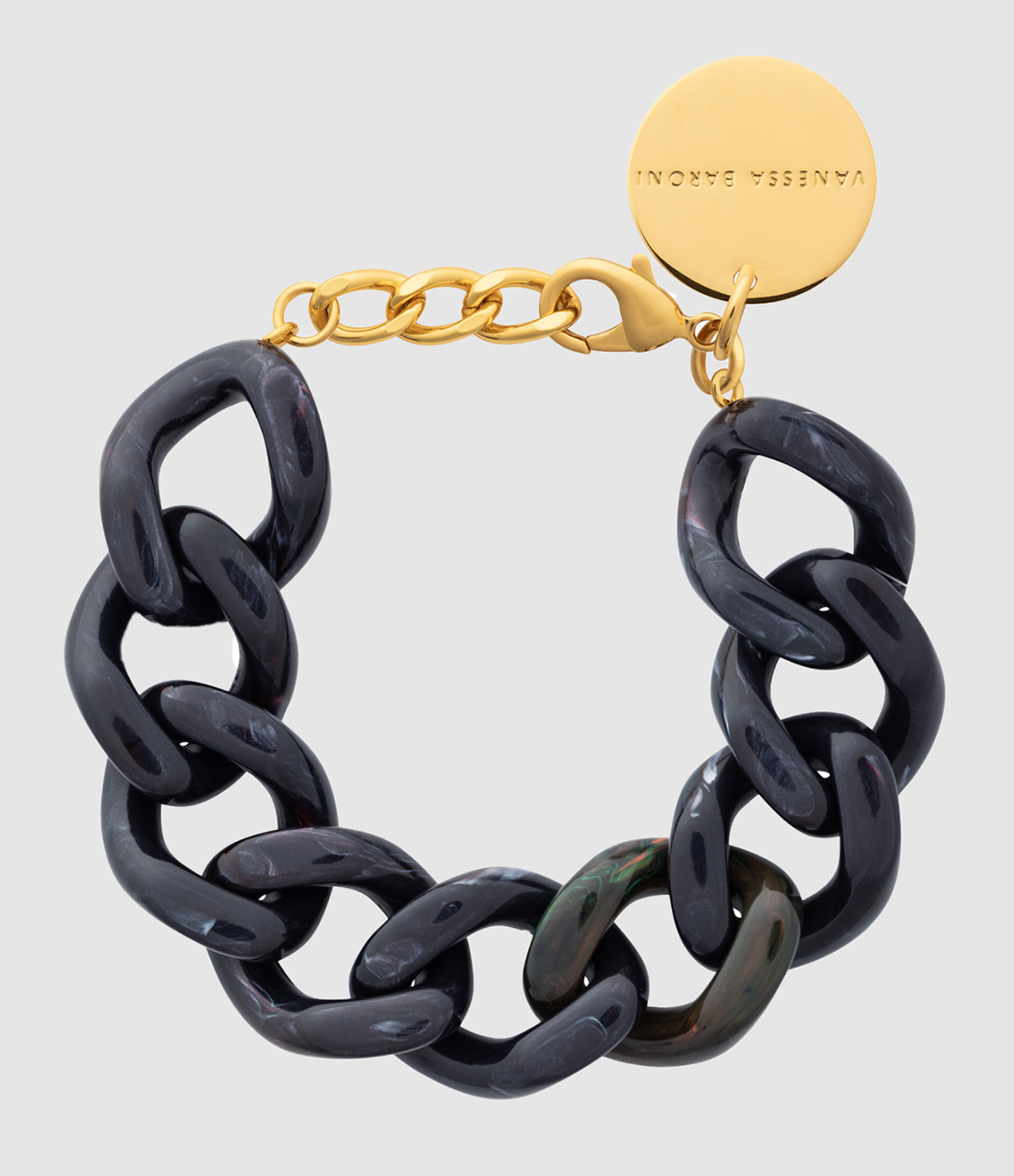 Black Universe Marble Flat Chain Bracelet