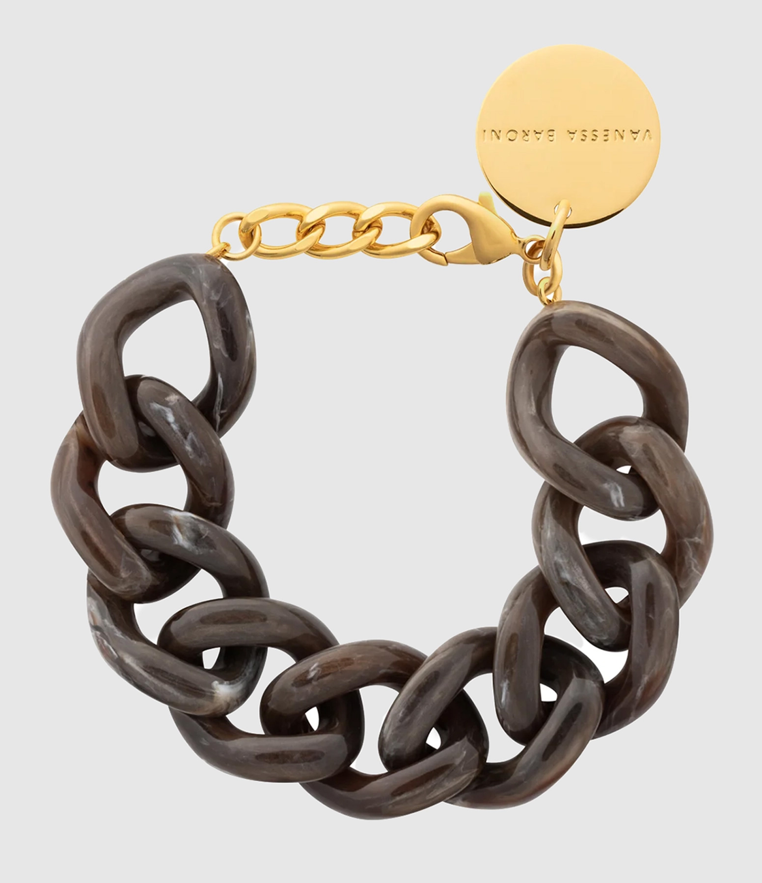 Flat Chain Bracelet in Dark Brown Marble