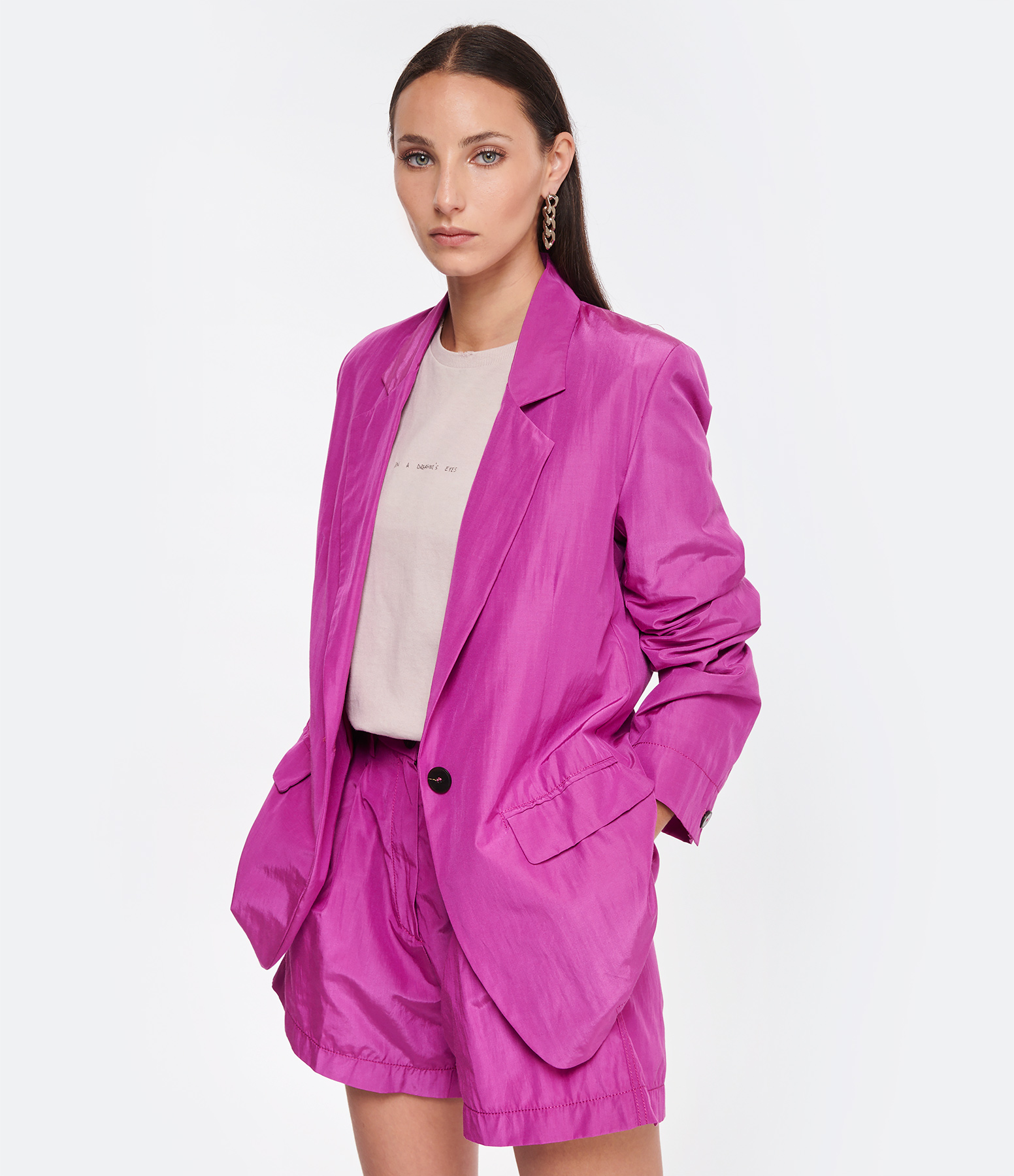 Purple Cotton Blazer Jacket